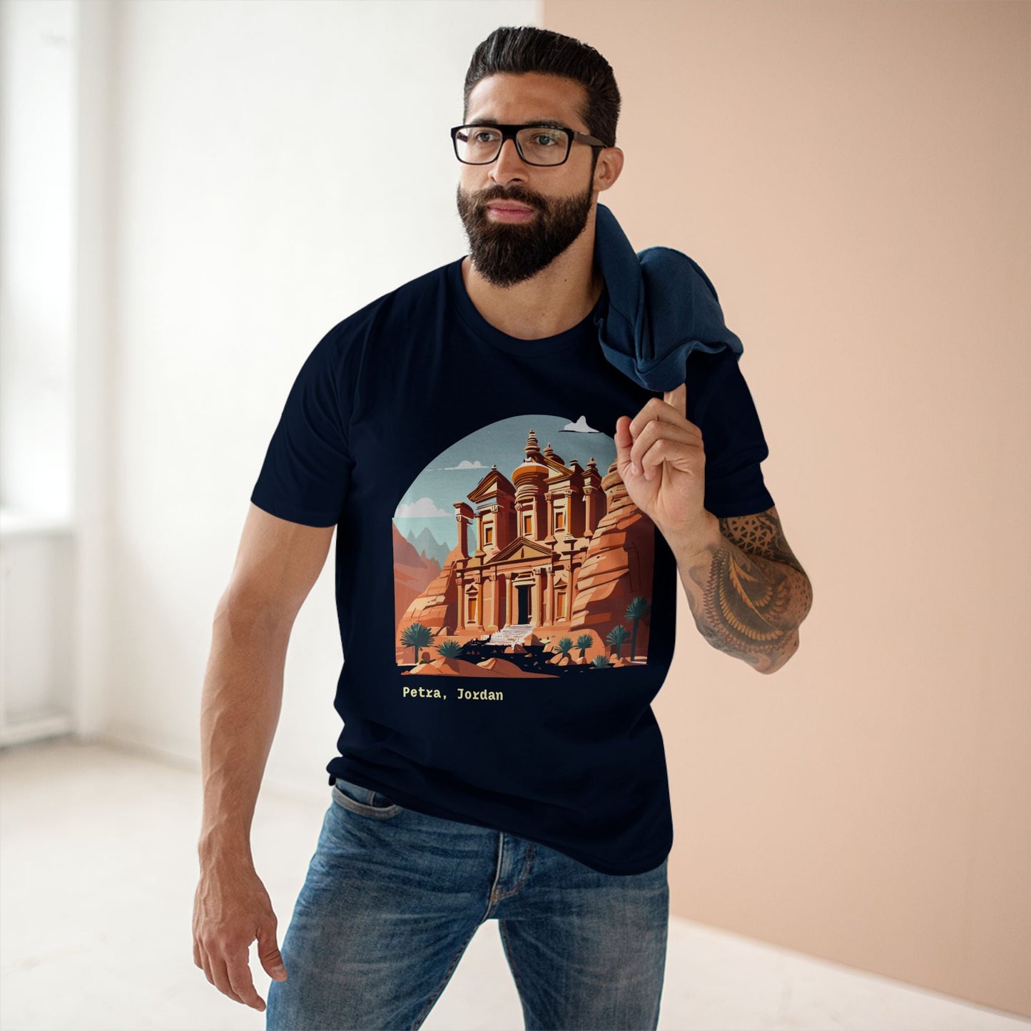 Travel Shirt Unisex Petra Tourist Shirt Art Design Premium Cotton Tee Retro2Nova