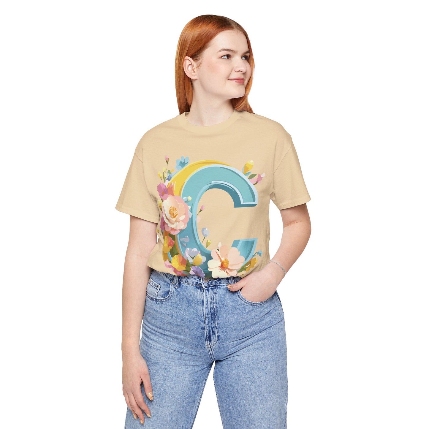 Letter C Shirt Graphic Tee Unisex Vintage Art Design Tee Adelpha Premium Short Sleeve