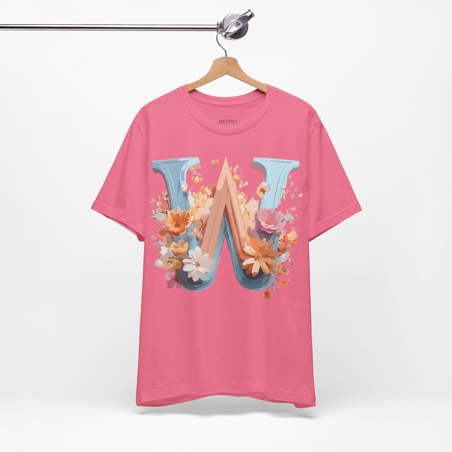 Letter W Shirt Unisex Graphic Tee Vintage Inspired Adelpha Art Design Short Sleeve