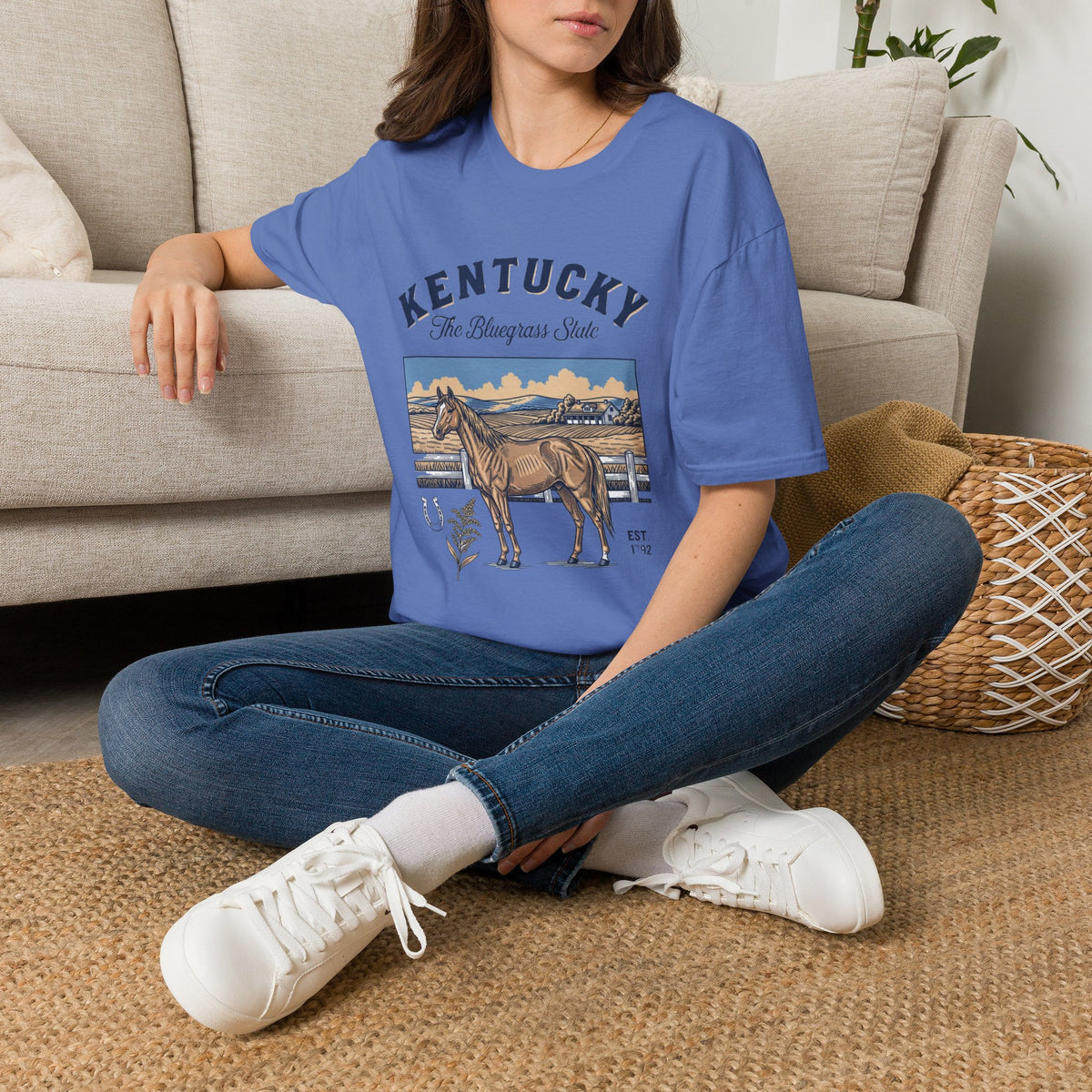 Kentucky Horse Vintage Graphic T-Shirt — The Bluegrass State Travel Tourist Graphic Tee Unisex 100 Cotton Gildan T-Shirt
