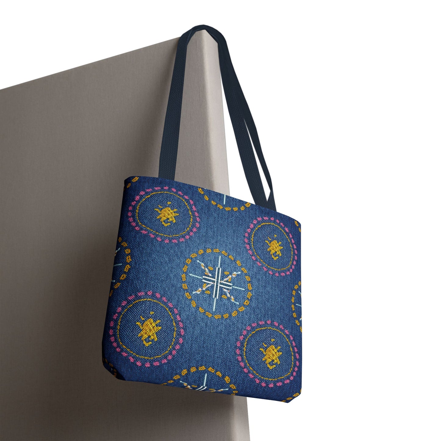 Diwali Graphic Denim Fabric Imitation Print Unisex Canvas Bag Poly Spun 3 Sizes Tote Bag 205-3