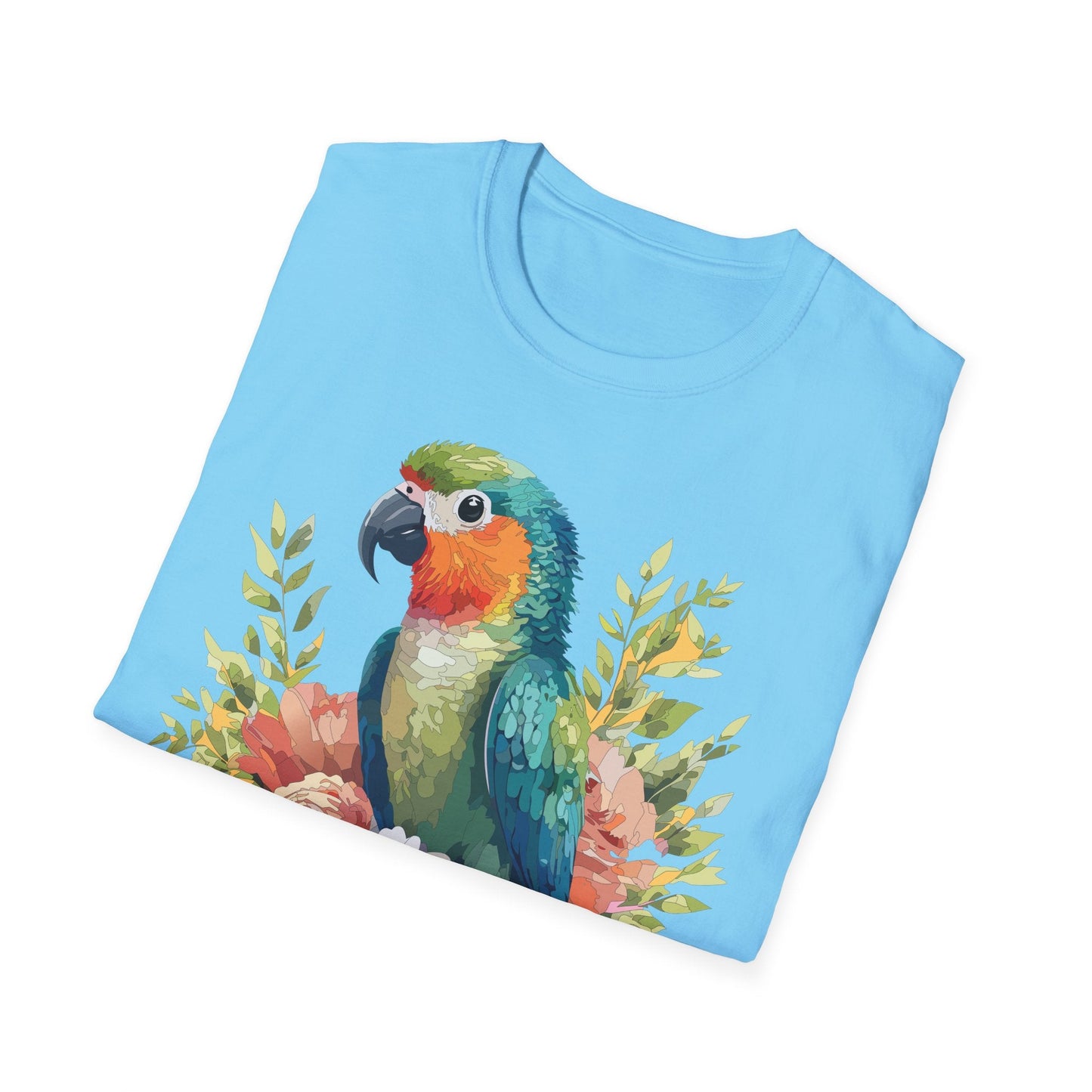 Floral Bird T Shirt Unisex Softstyle Gildan 64000 Cotton Tee for Everyday Comfort