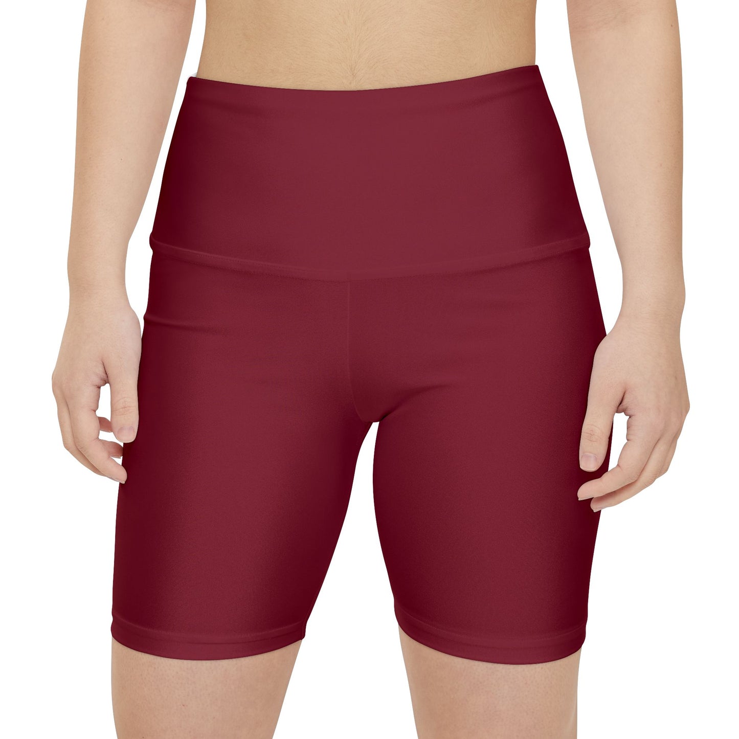 Burgundy Women's Workout Shorts — Burgundy High-Waist Bike Shorts for Exercise & Activewear