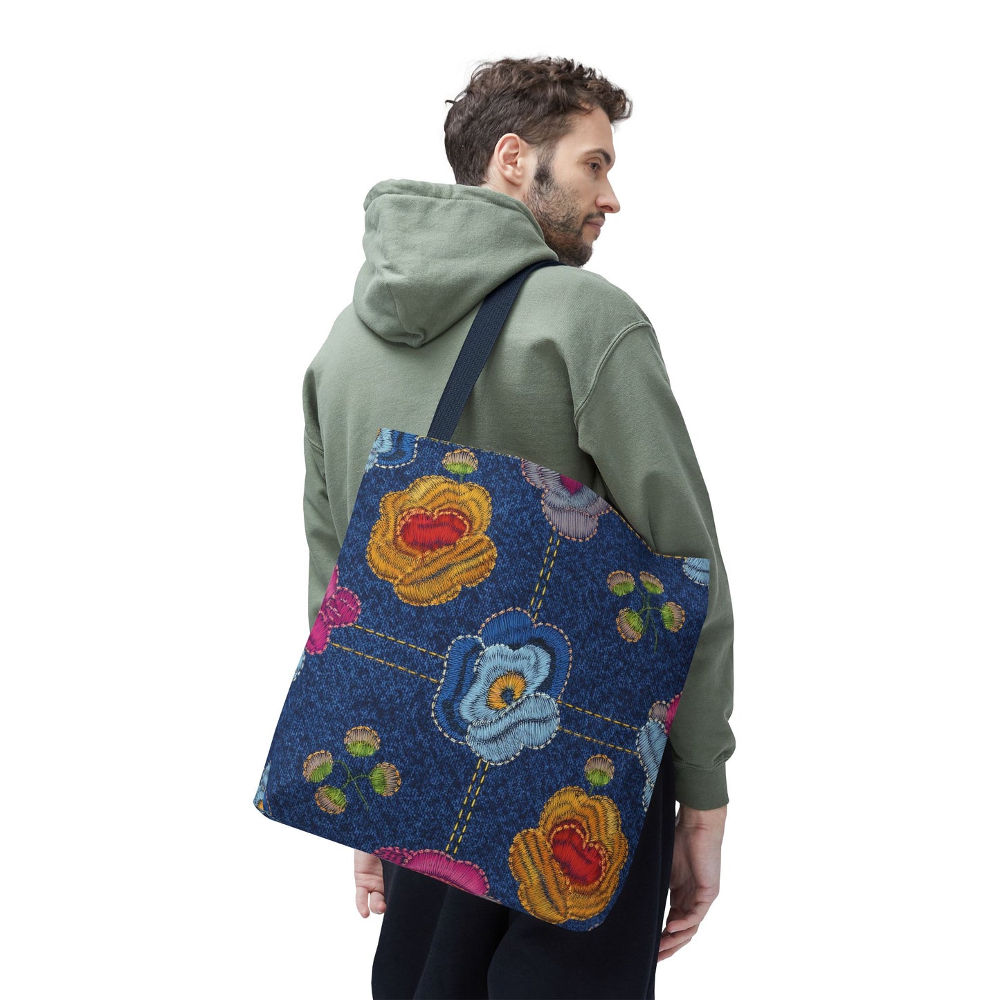 Denim Fabric Imitation Print Unisex Canvas Bag Poly Spun 3 Sizes Tote Bag 163