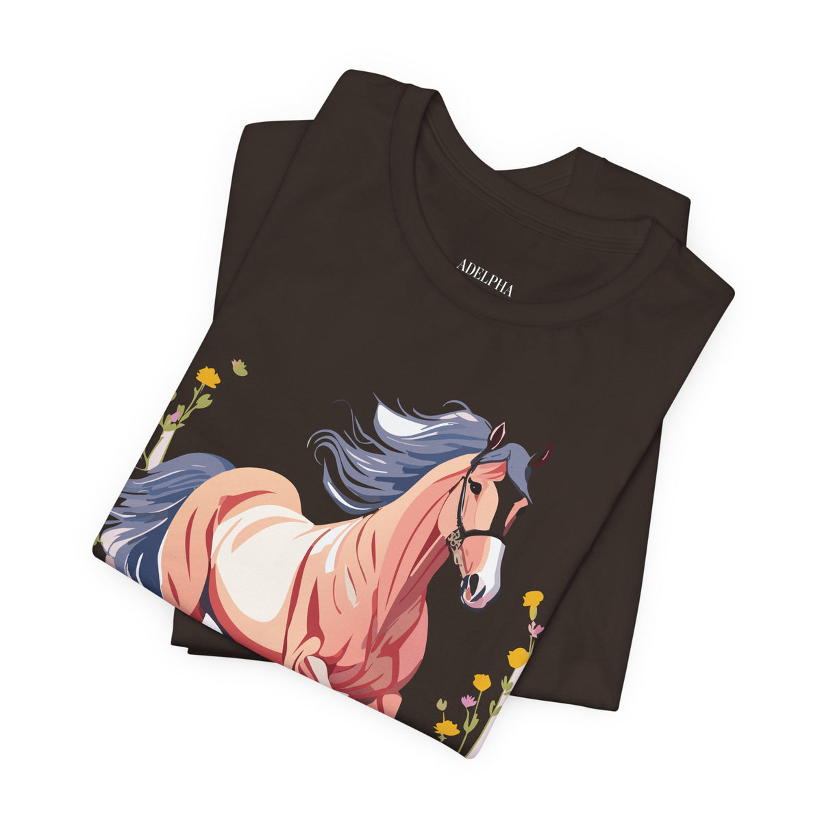 Horse Graphic Unisex Cotton Bella+Canvas Tee with Art Animal Design e29