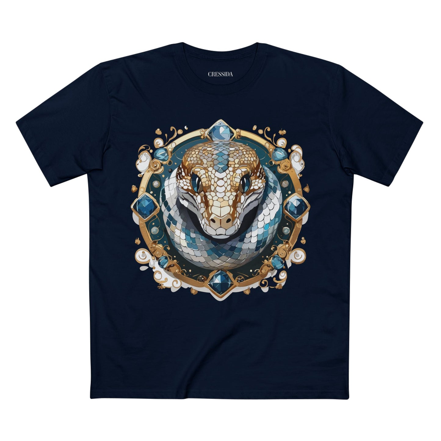 Snake Graphic Unisex 100 Cotton Tee With Unique Animal Golden Medallion Art Design 42