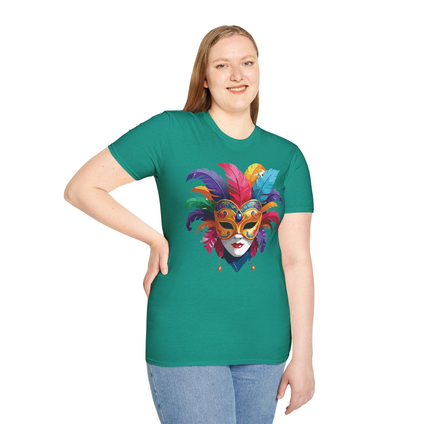 Unisex Mask Tee Shirt Gildan Softstyle 64000 Lightweight Comfortable Masquerade Design Tee