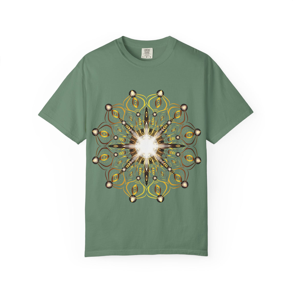 Unisex Garment Dyed Cotton T-Shirt with Mandala Graphic Design