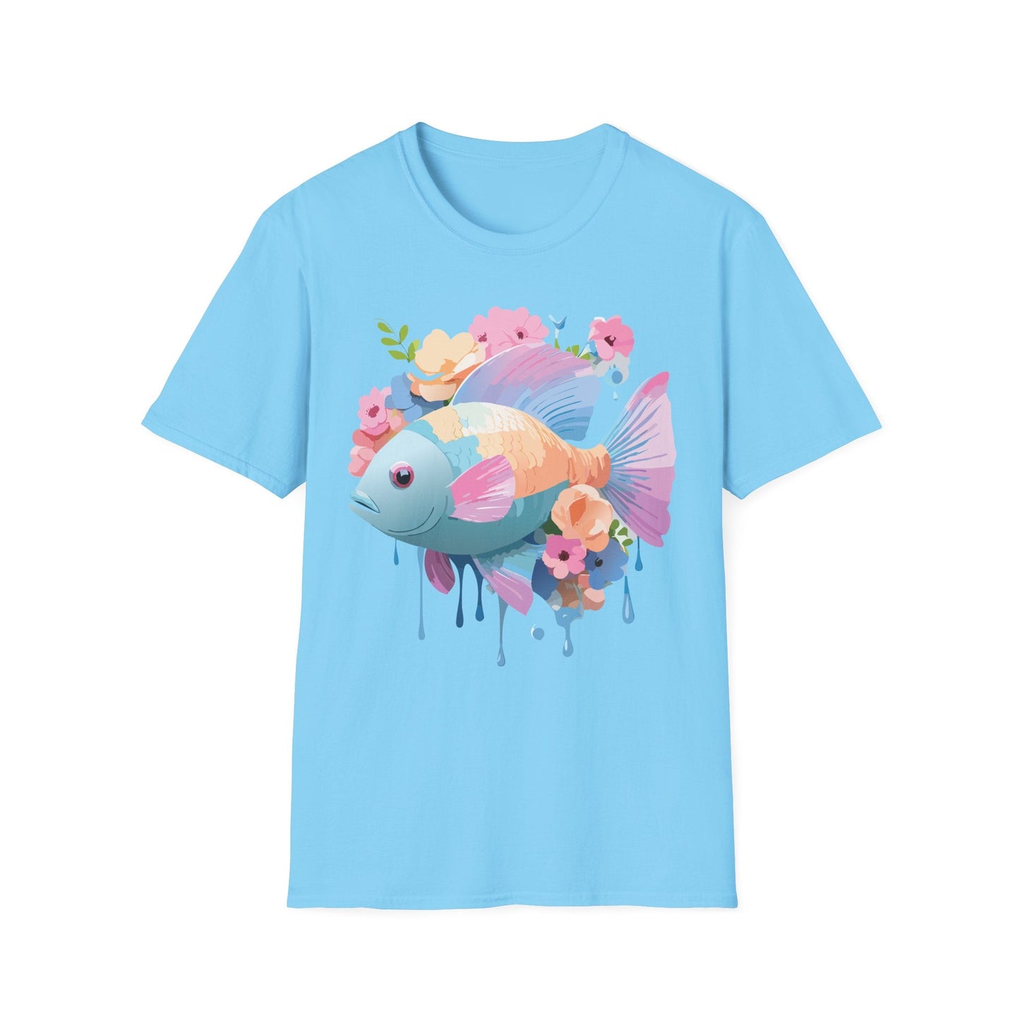 Fish Art Design Graphic Tee Unisex Short Sleeve T Shirt With Fish Artwork Premium Cotton