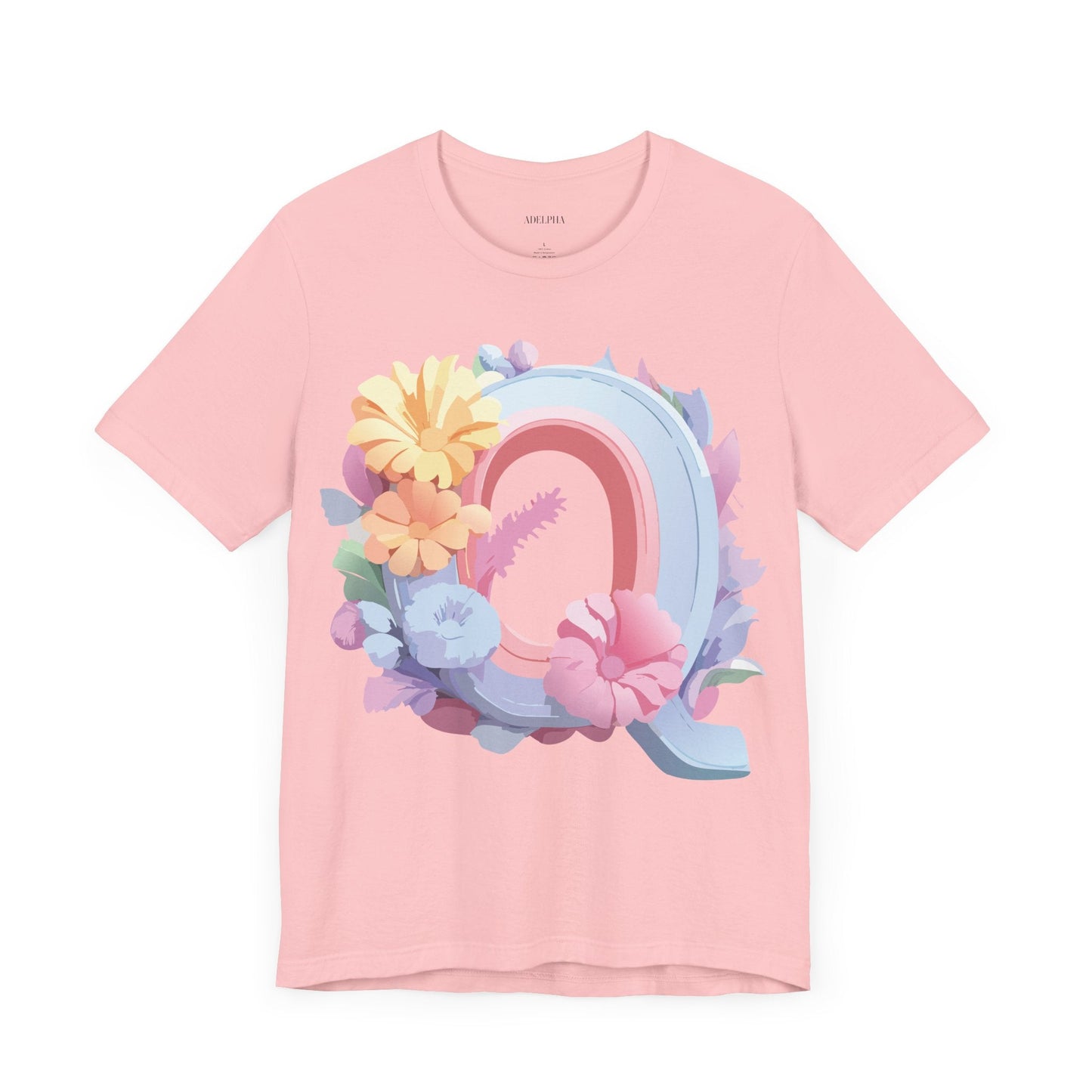 Unisex Letter Q Graphic Tee By Adelpha Vintage Inspired Art Design Short Sleeve Shirt