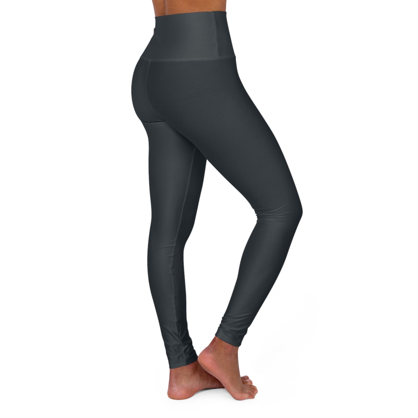 Jet Black Color High-Waist Yoga Leggings Women's Seamless Poly-Span Stretchy Performance Pants