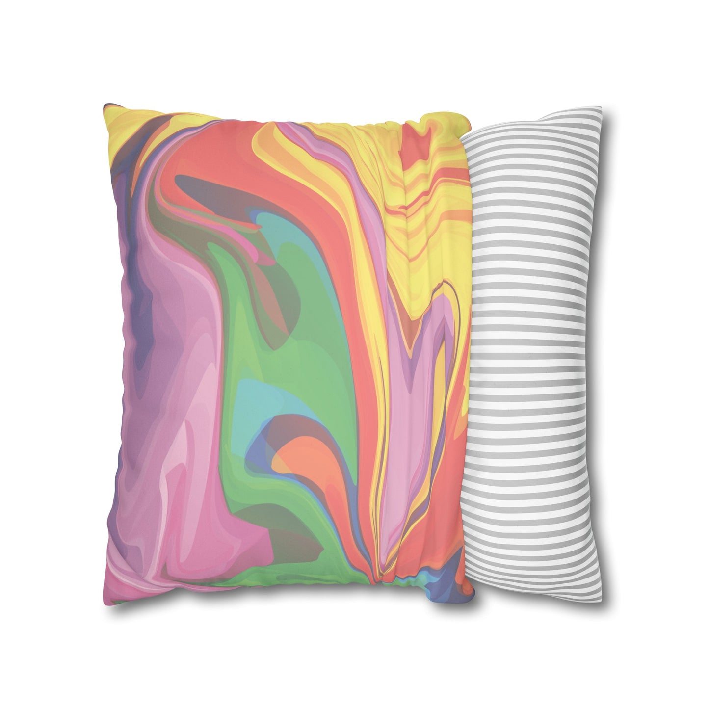 Faux Suede Pillowcase with Abstract print