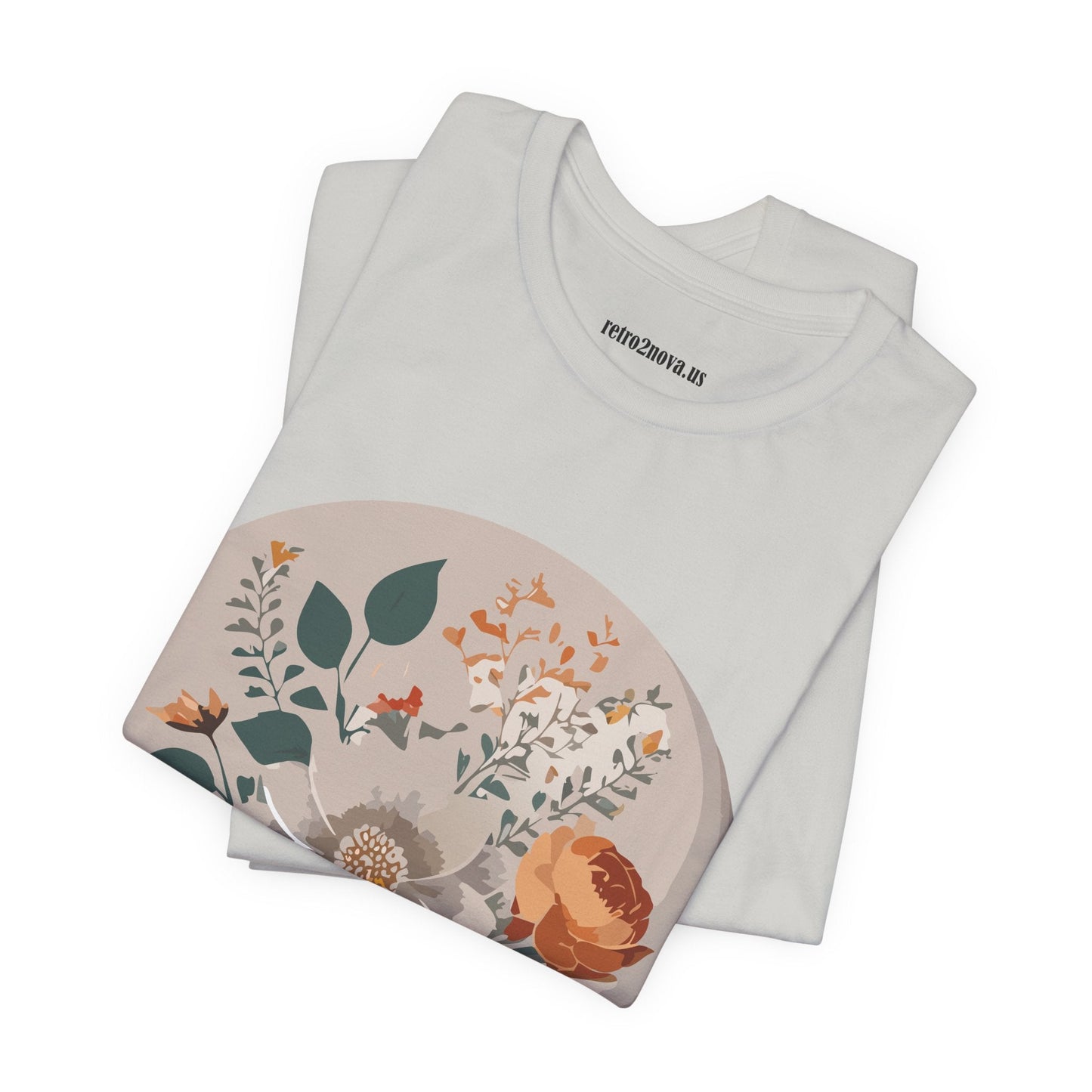 Retro2Nova Floral Shirt Unisex Short Sleeve Tee Lightweight Breathable Cotton Blend Jersey