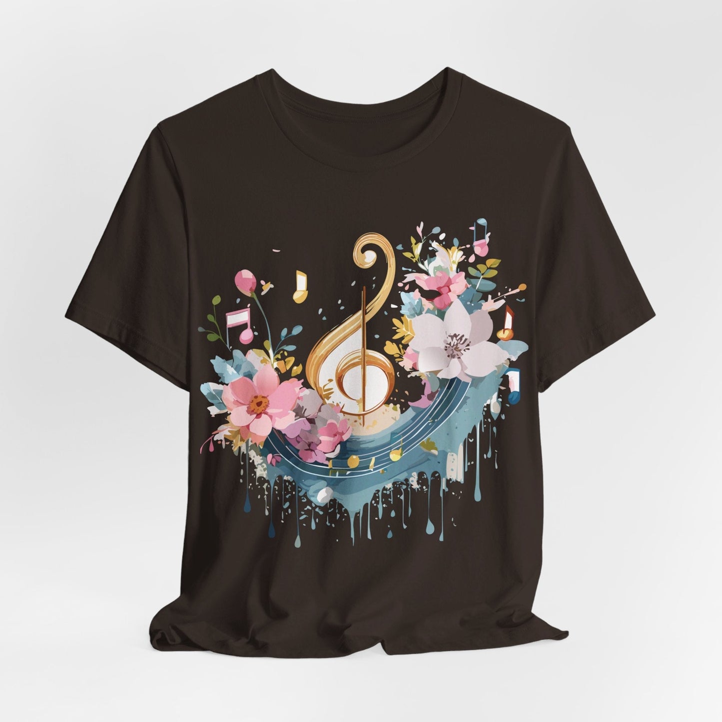 Music Graphic Unisex 100 Cotton Vintage Art with Musical Elements Tee 65