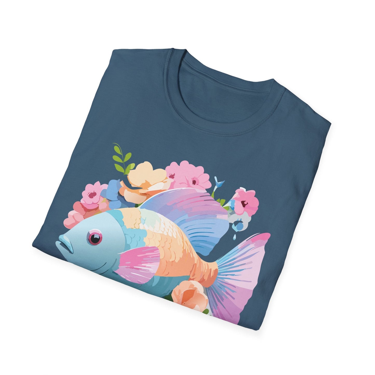 Fish Art Design Graphic Tee Unisex Short Sleeve T Shirt With Fish Artwork Premium Cotton