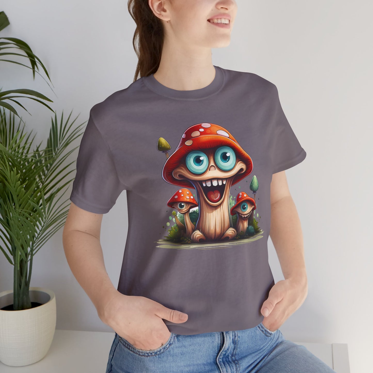 Cute Mushroom Graphic Tee, Fun Cartoon Shirt, Funny Mushroom Shirt, Cute Cartoon Tees, Graphic T-Shirt, Art Design T-Shirt
