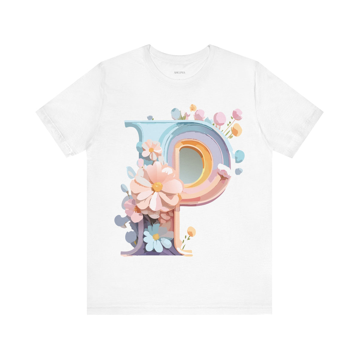 Letter P Graphic Unisex Cotton Bella+Canvas Tee with Art Letter Design