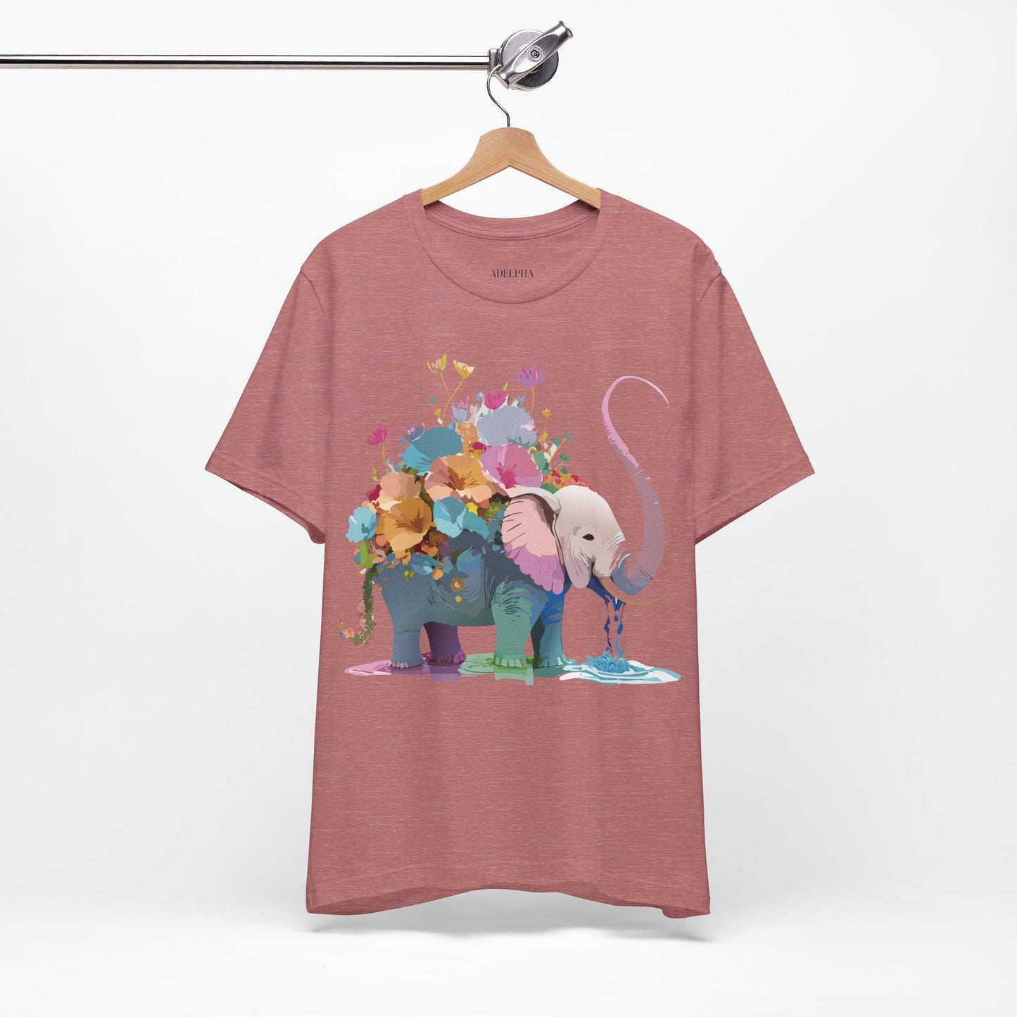 Adelpha Elephant Graphic Tee Unisex Short Sleeve Vintage Inspired Art Design Shirt