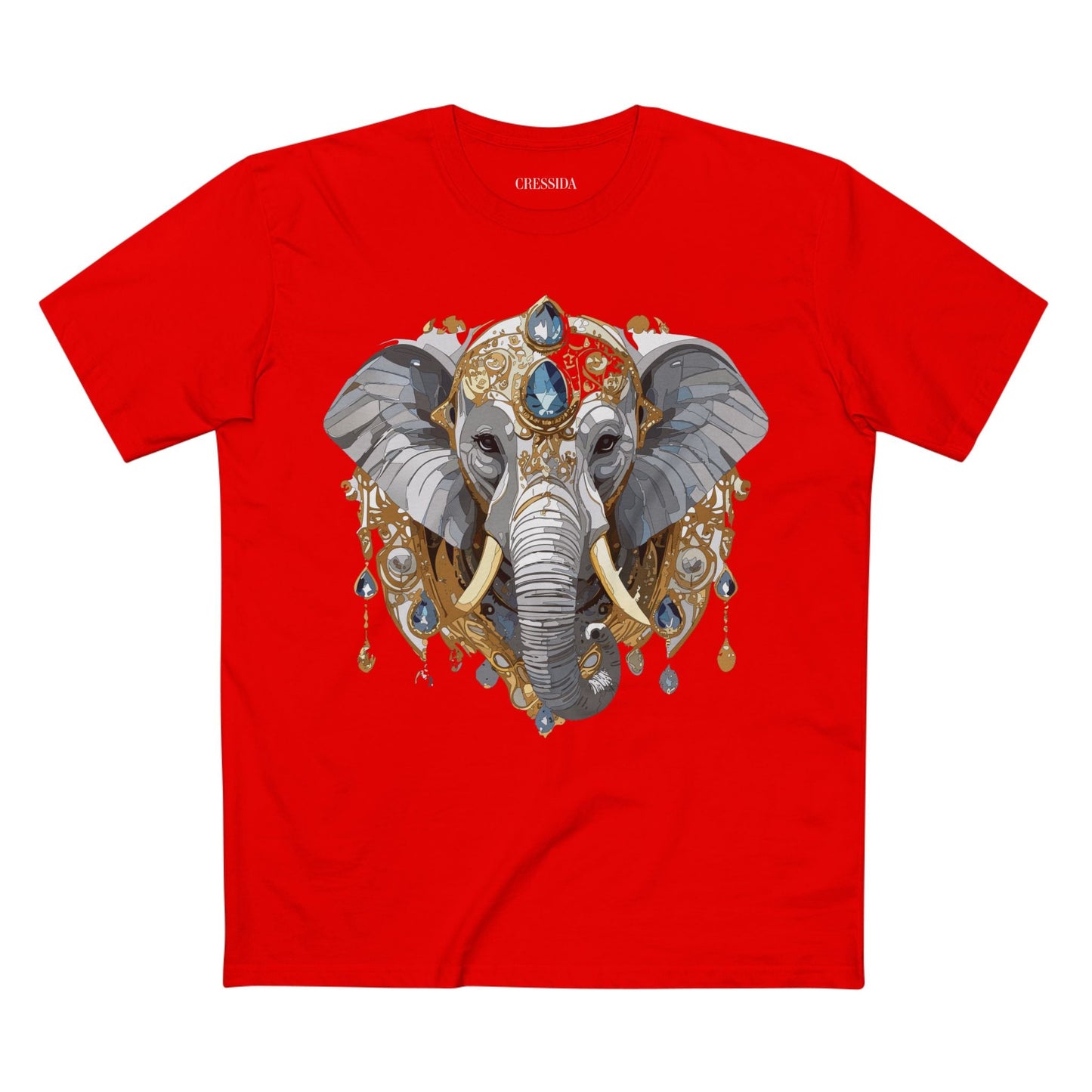 Elephant Graphic Unisex 100 Cotton Tee With Unique Animal Golden Medallion Art Design 37