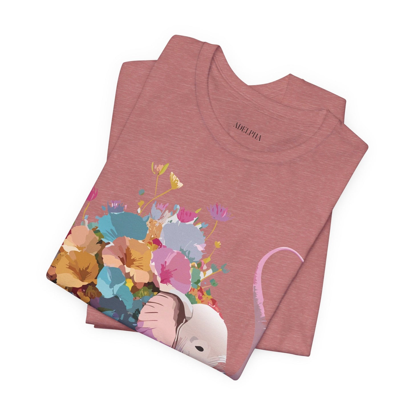 Adelpha Elephant Graphic Tee Unisex Short Sleeve Vintage Inspired Art Design Shirt