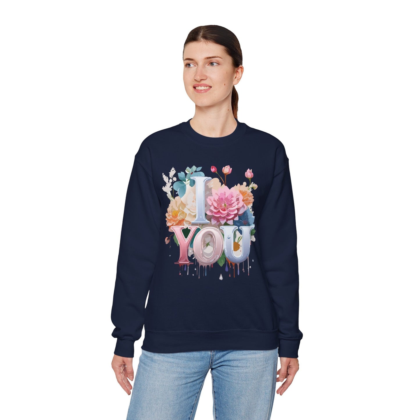 Floral Love Sweatshirt Valentines Day Unisex Crewneck Cozy Flower Design For All Season Wear