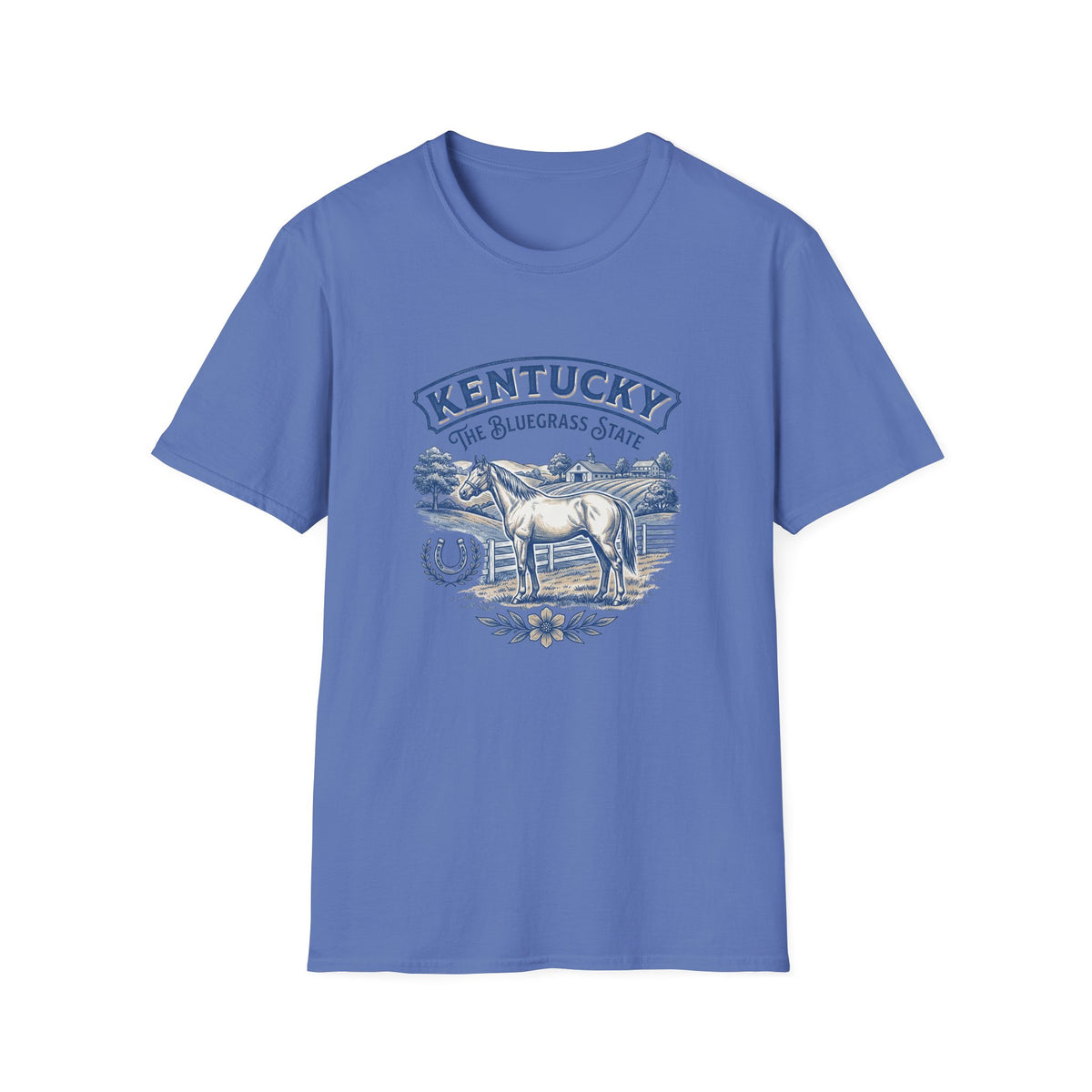Kentucky Horse & Bluegrass State Travel Tourist Graphic Design Unisex 100 Cotton Gildan T-Shirt