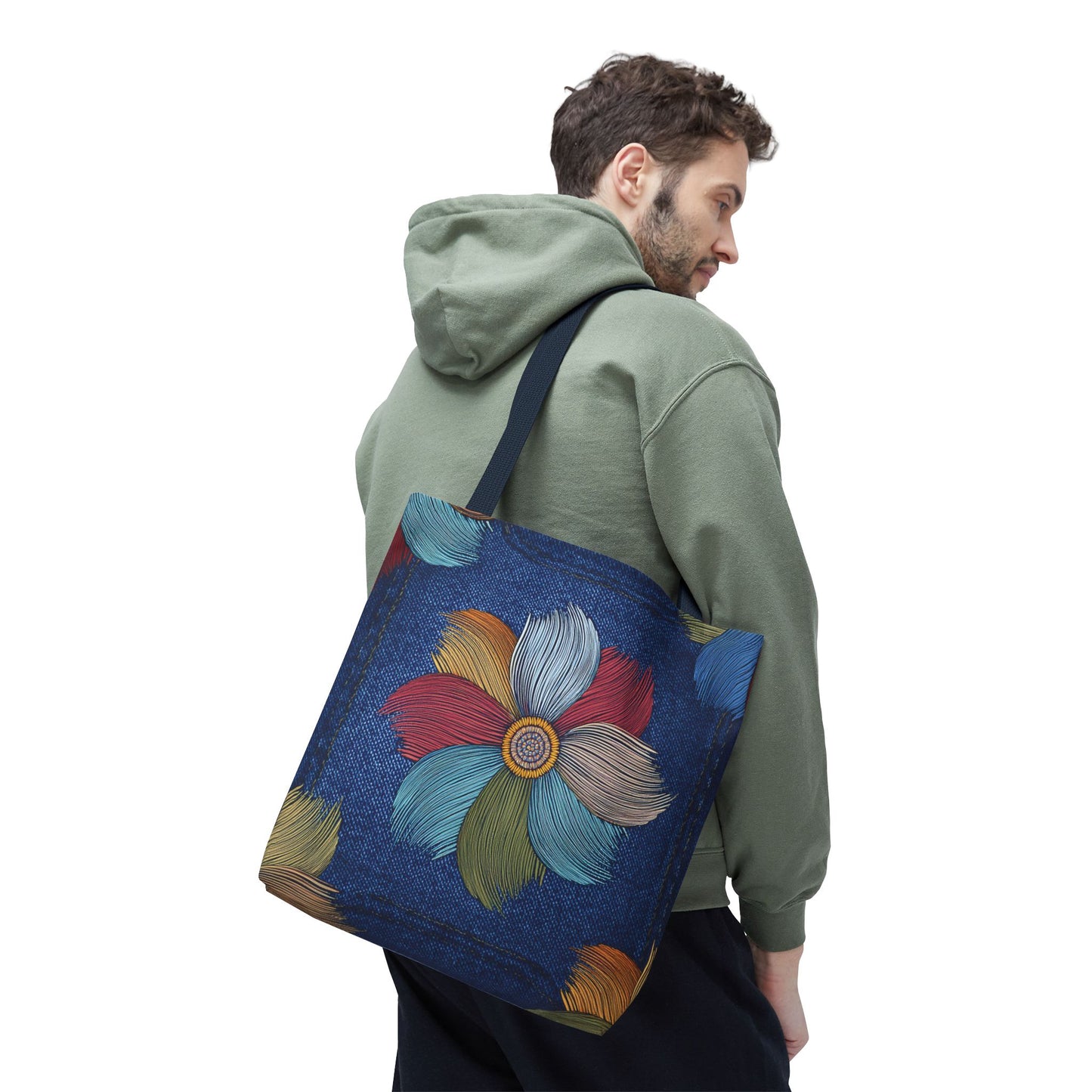 Denim Fabric Imitation Print Unisex Canvas Bag Poly Spun 3 Sizes Tote Bag 159-17