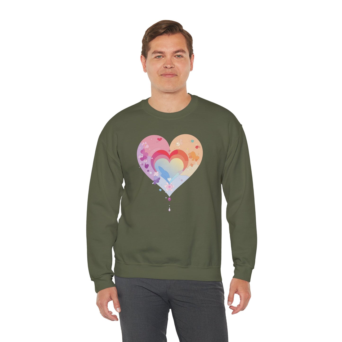 Rainbow Heart Sweatshirt, Floral Heart Sweatshirt, Floral Love Sweatshirt, Valentine's Day Sweatshirt, Rainbow Heart Floral Sweatshirt 114