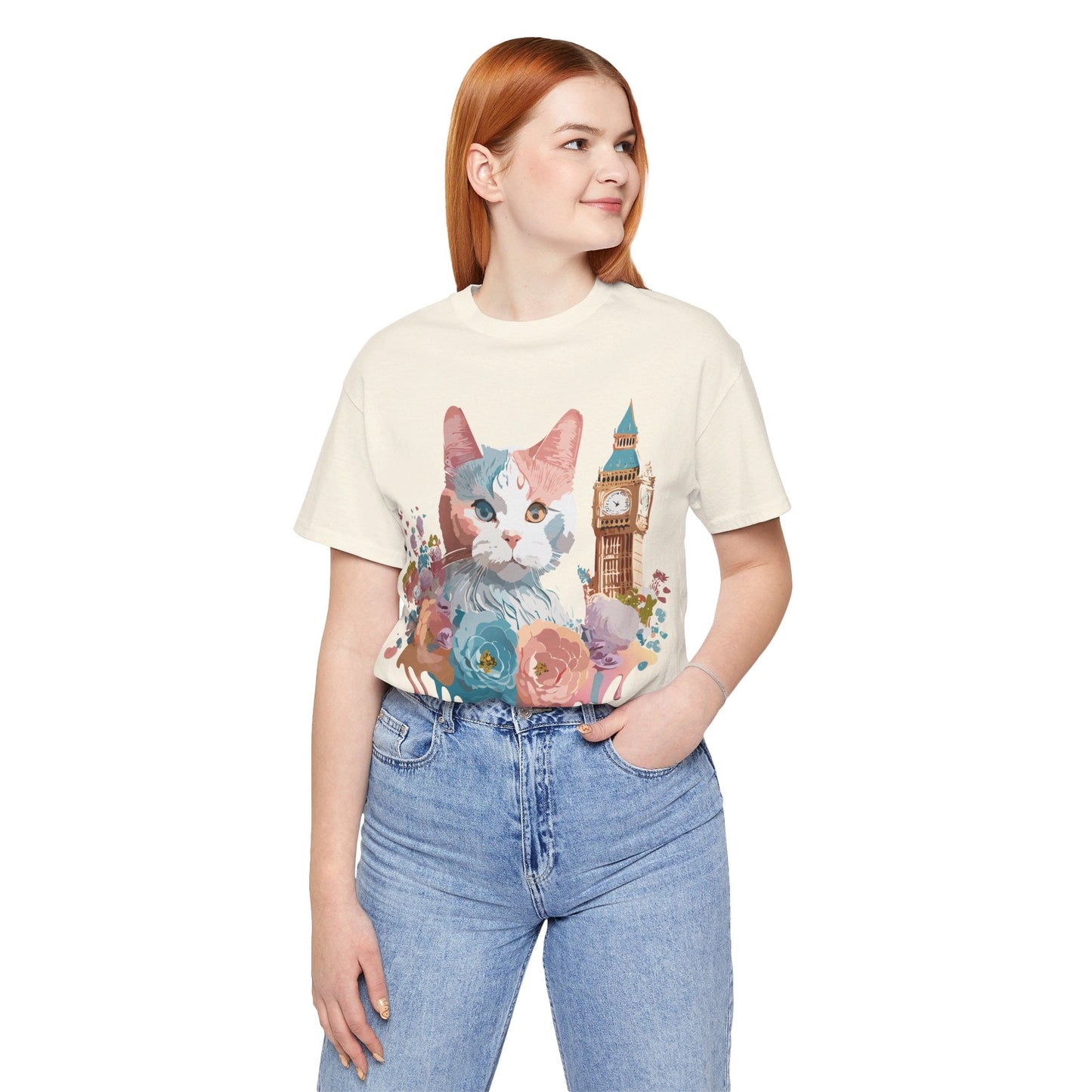 Unisex Cat Graphic Tee With Short Sleeve Vintage Inspired Art Adelpha