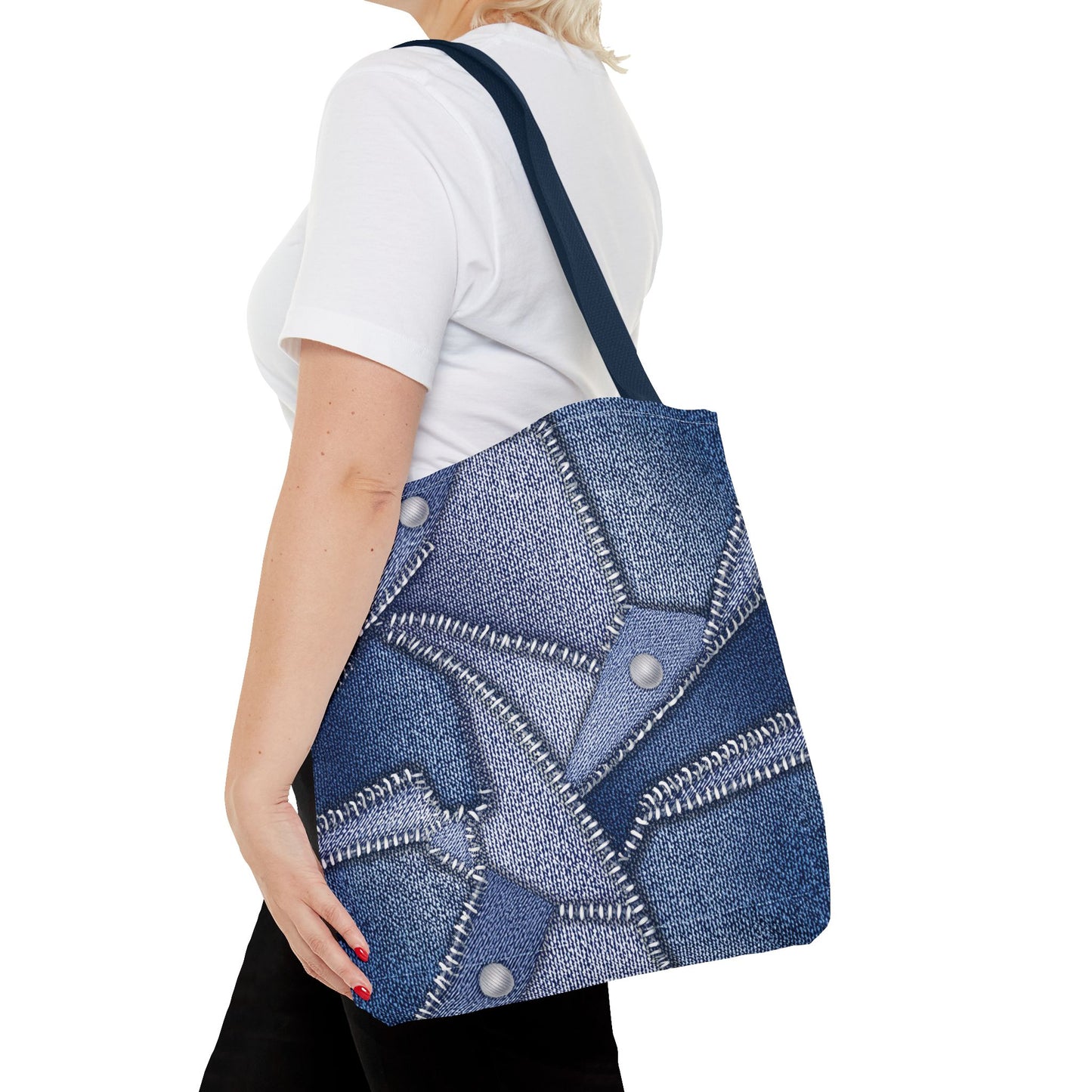 Denim Fabric Imitation Print Unisex Canvas Bag Poly Spun 3 Sizes Tote Bag 112