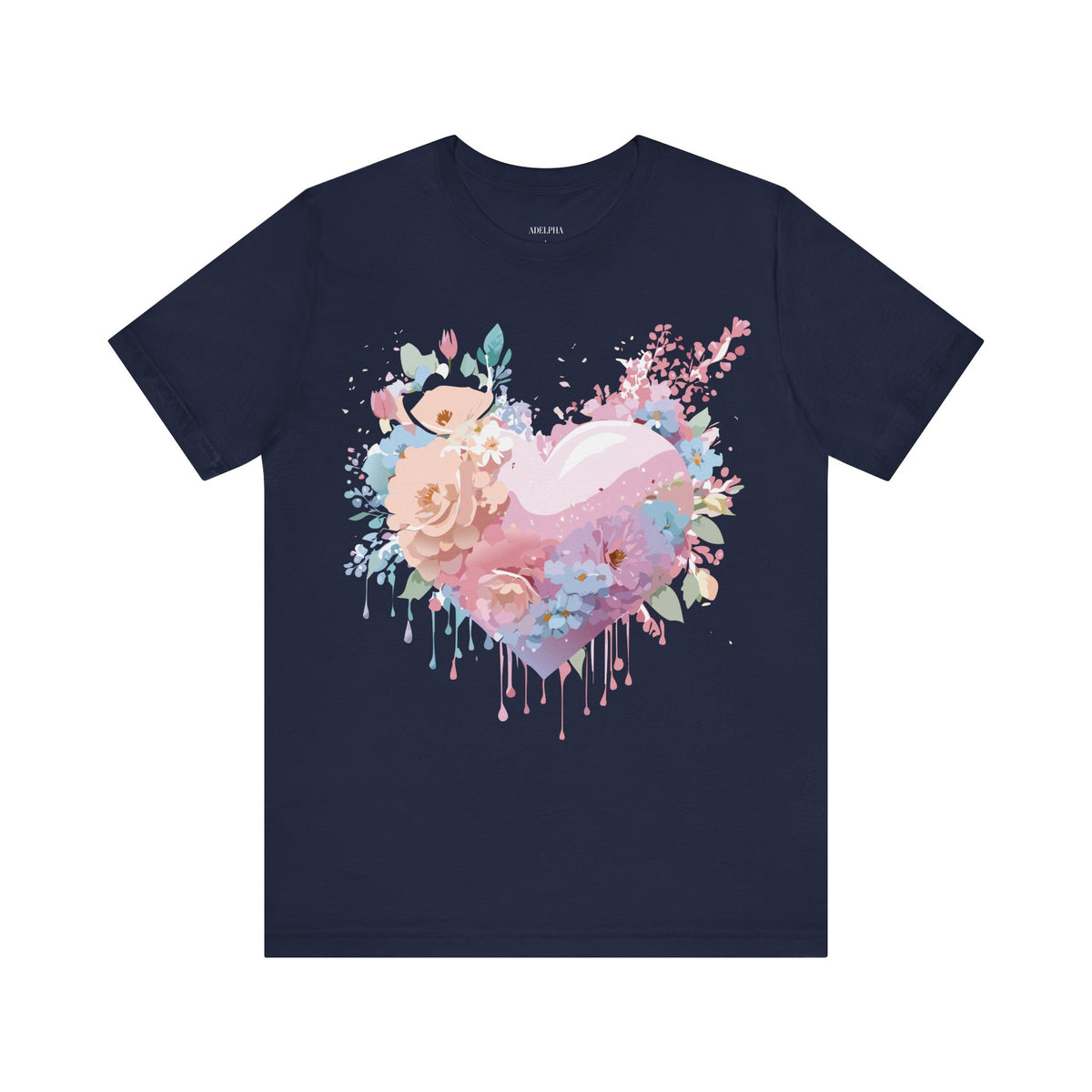 Valentine's Day Graphic Unisex Cotton Bella+Canvas Tee with Floral Art Design d116
