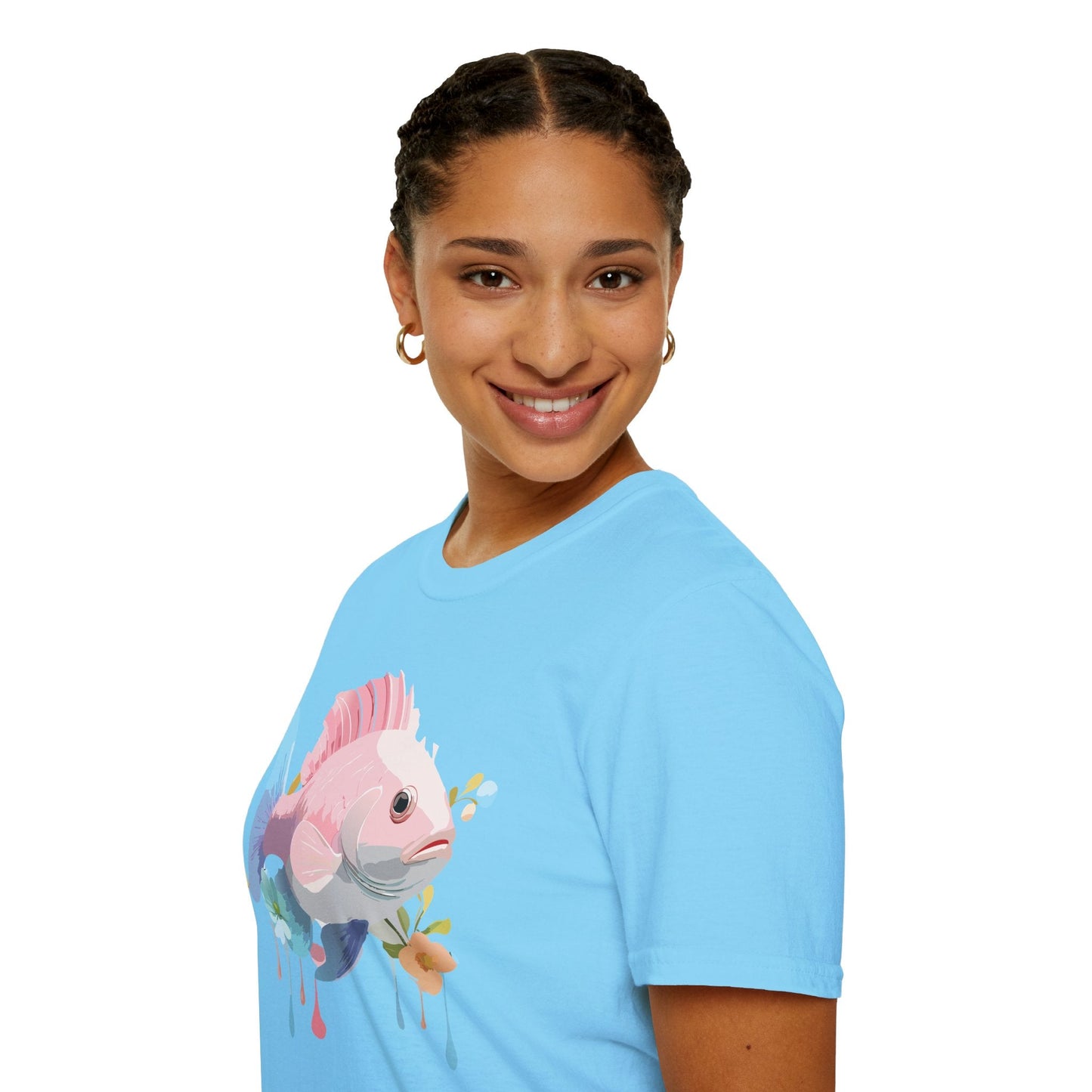 Fish Art Design Shirt Unisex Graphic Tee With Fish Illustration Gildan Softstyle 64000
