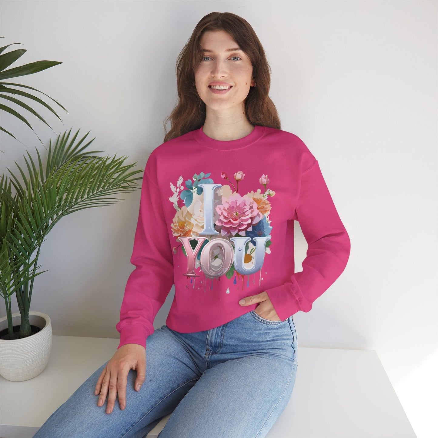 Floral Love Sweatshirt Valentines Day Unisex Crewneck Cozy Flower Design For All Season Wear