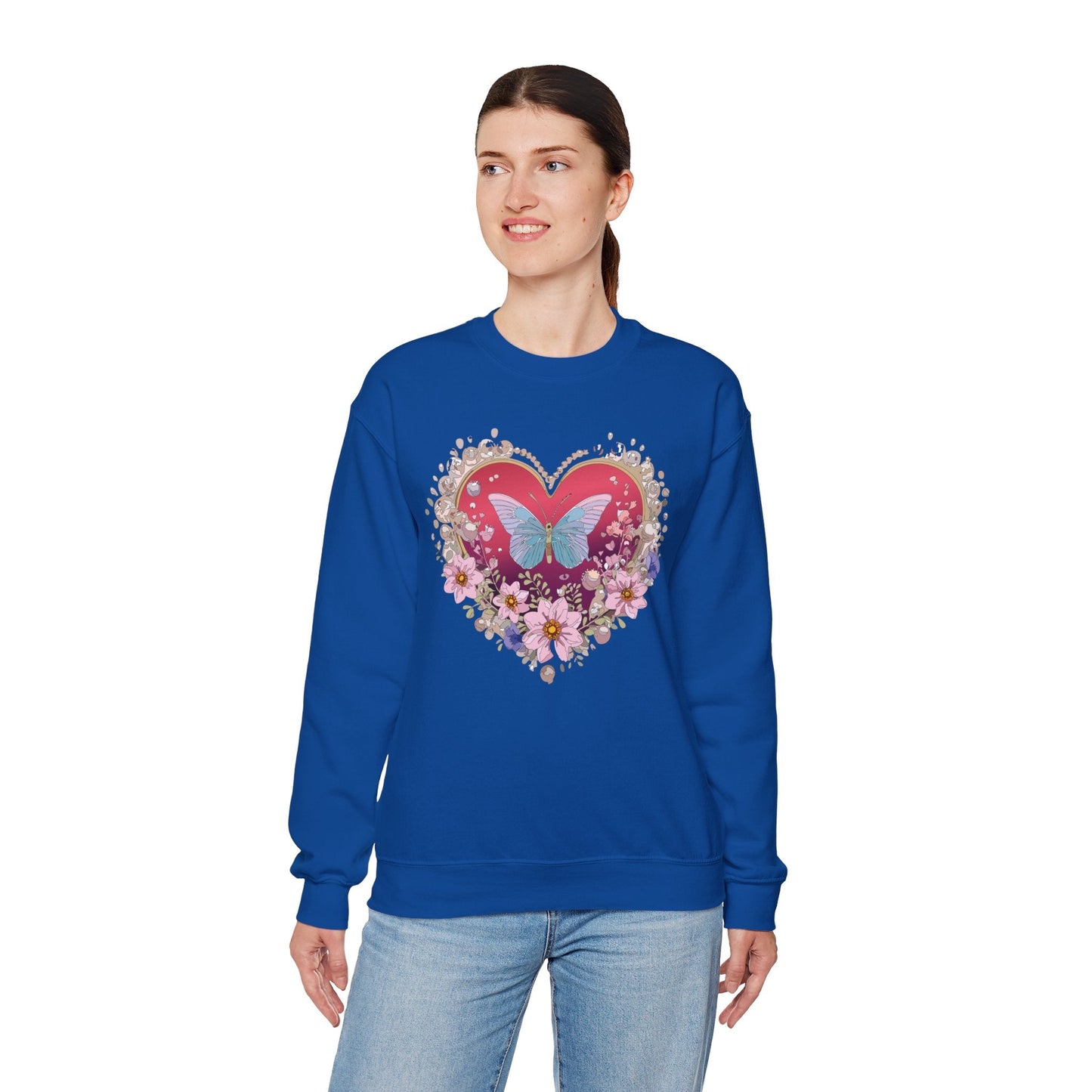 Floral Heart Sweatshirt For Valentines Day Unisex Floral Love Crewneck Sweatshirt