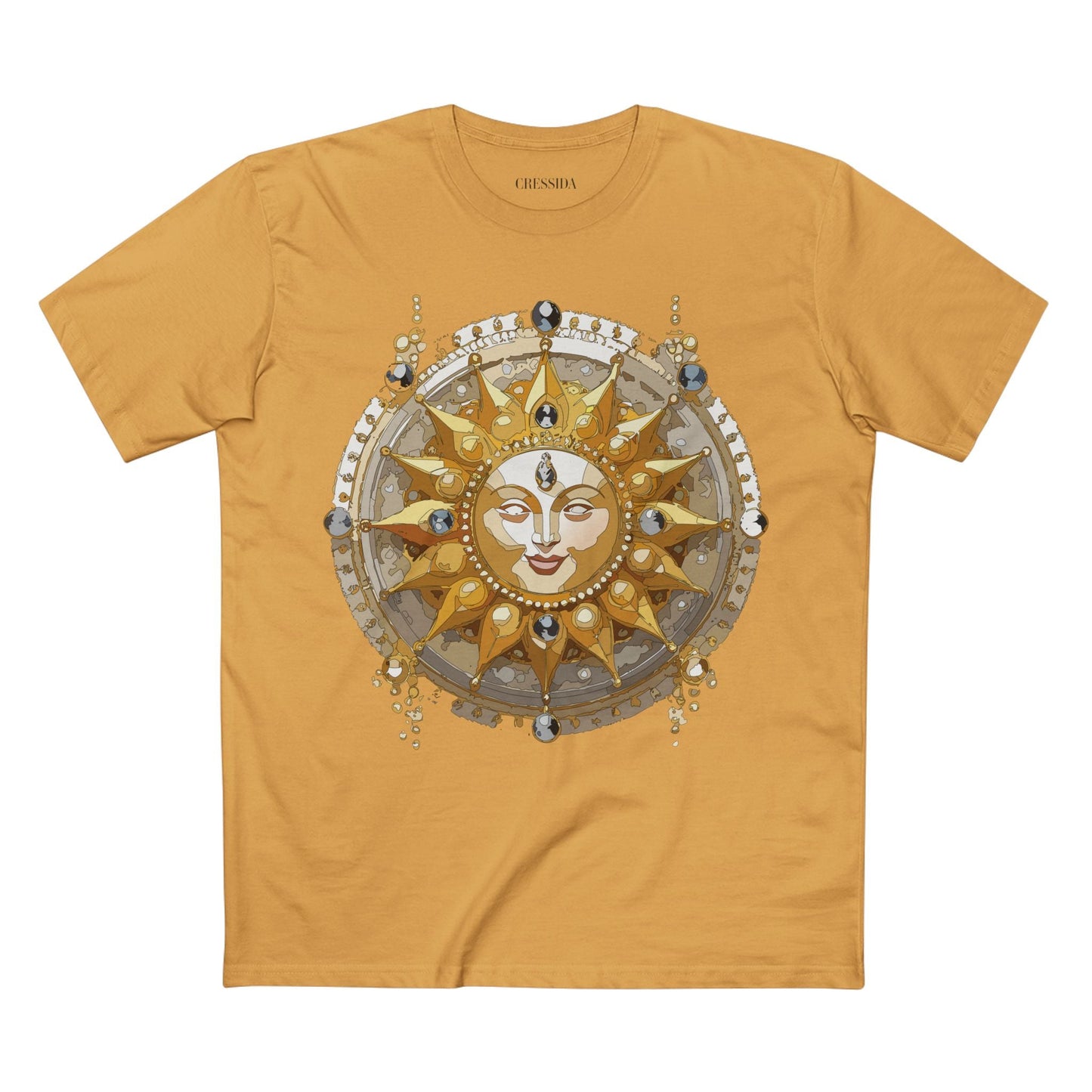 Gold Sun Graphic Unisex 100 Cotton T-Shirt with Golden Art Design 9