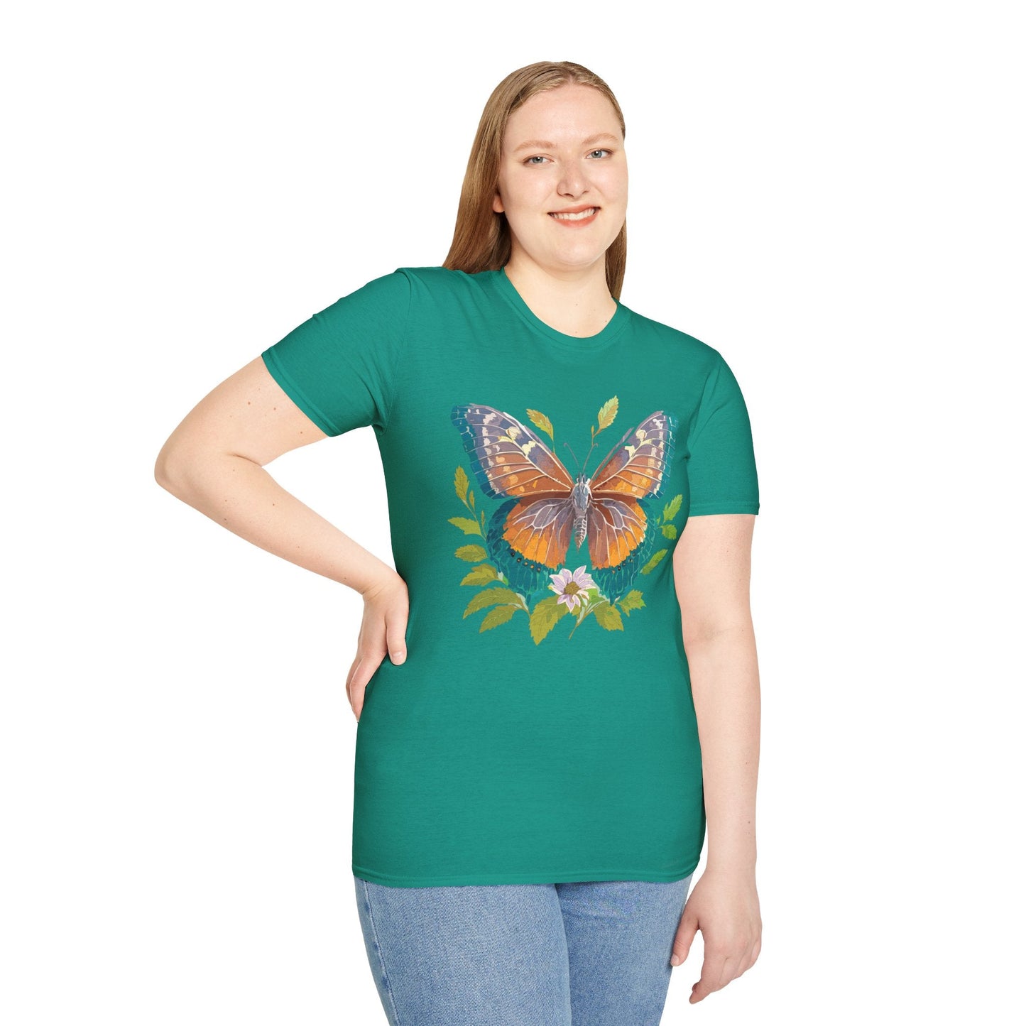 Unisex Butterfly Shirt With Monarch Design Cotton Tee Gildan 64000 Softstyle Comfort