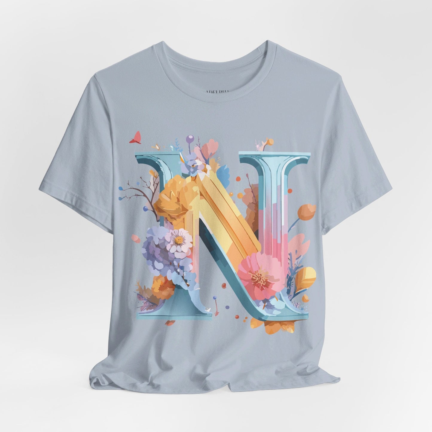 Letter N Shirt Classic Unisex Graphic Tee With Premium Vintage Adelpha Artwork Jersey Short Sleeve