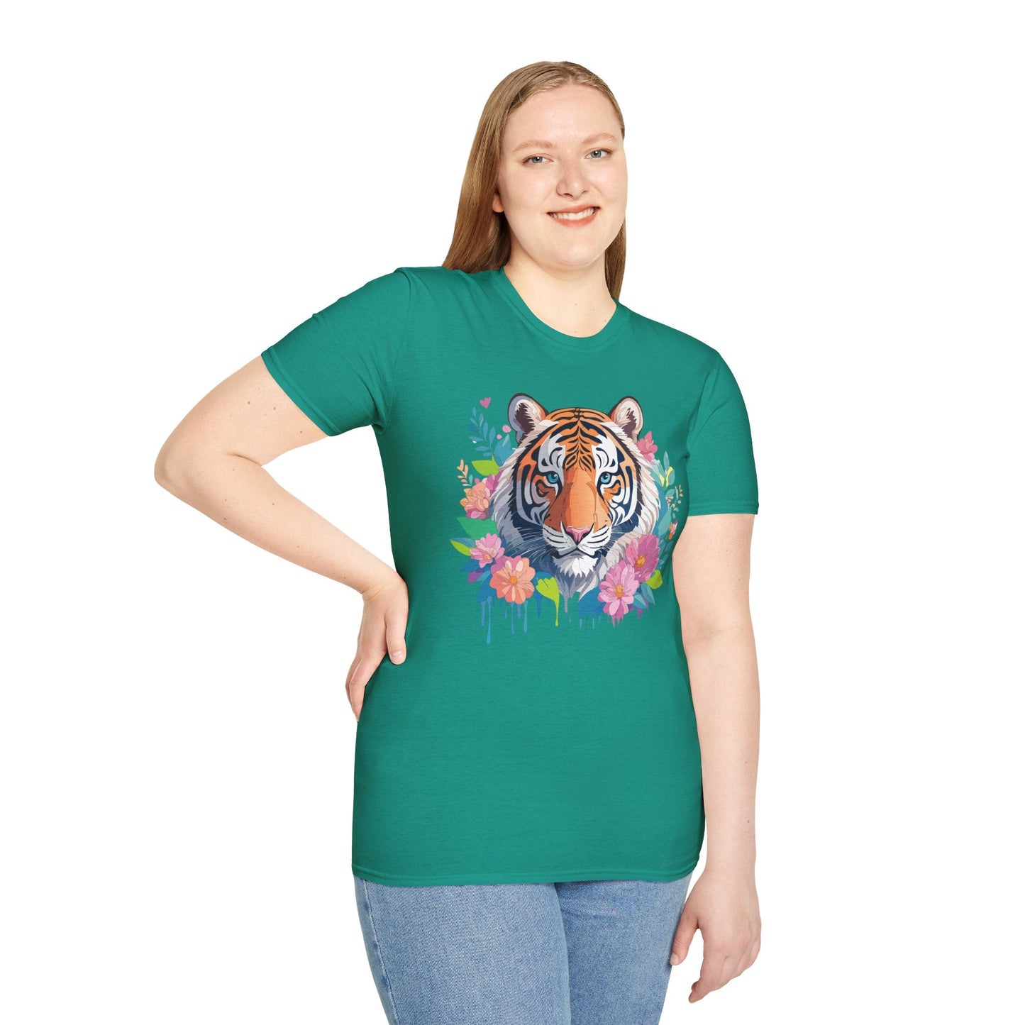 Tiger Themed Unisex Cotton Short Sleeve T Shirt Animal Print Tee