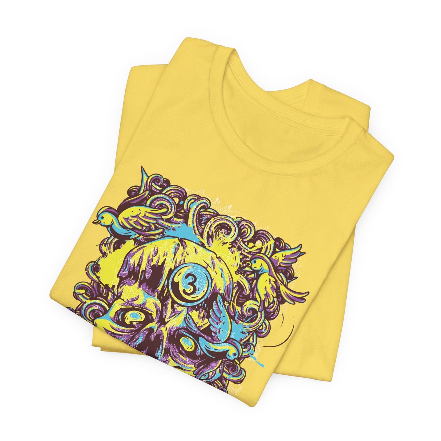 Colorful Skull Illustration Graphic Unisex Cotton T-Shirt r41