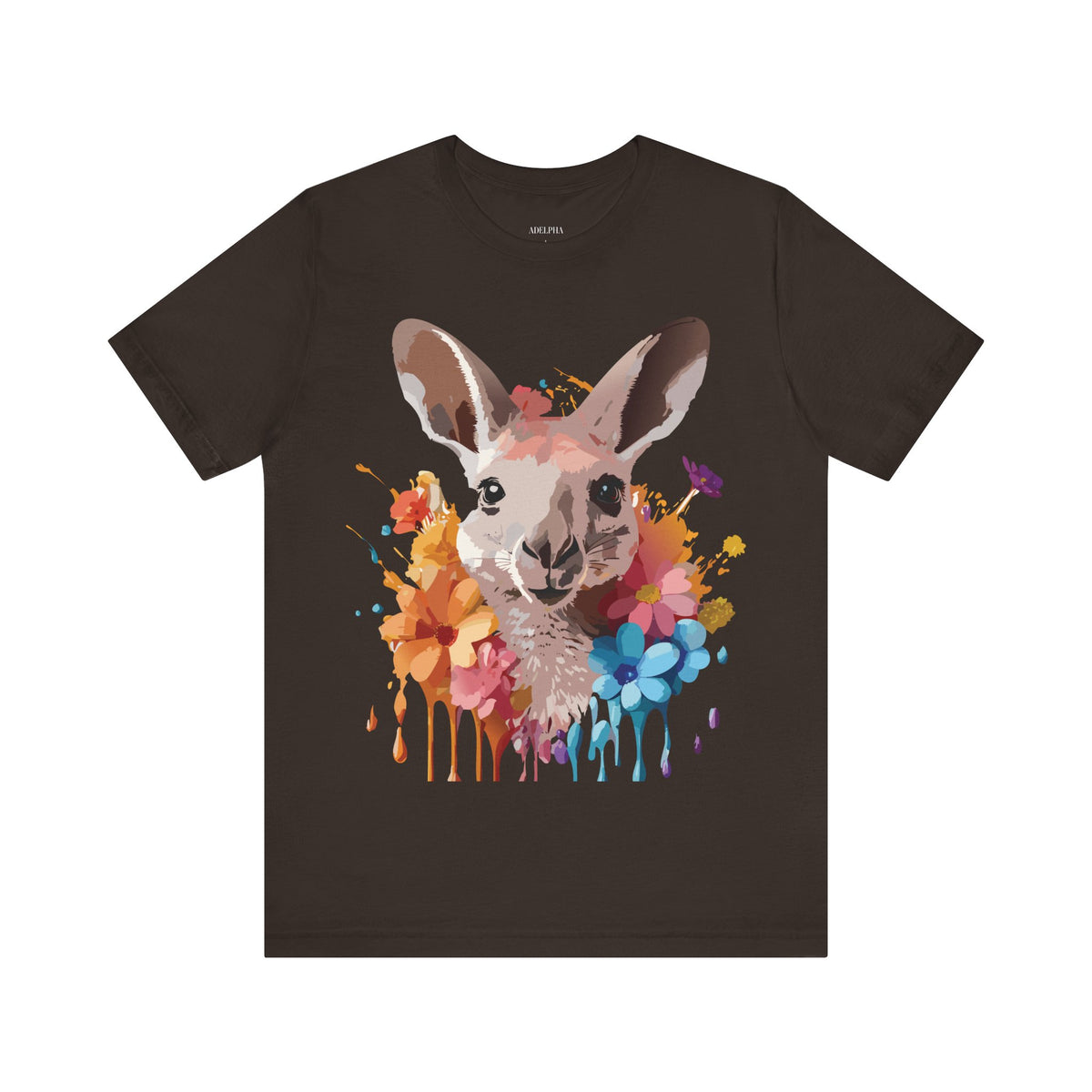Kangaroo Graphic Unisex Cotton Bella+Canvas Tee with Art Animal Design e36