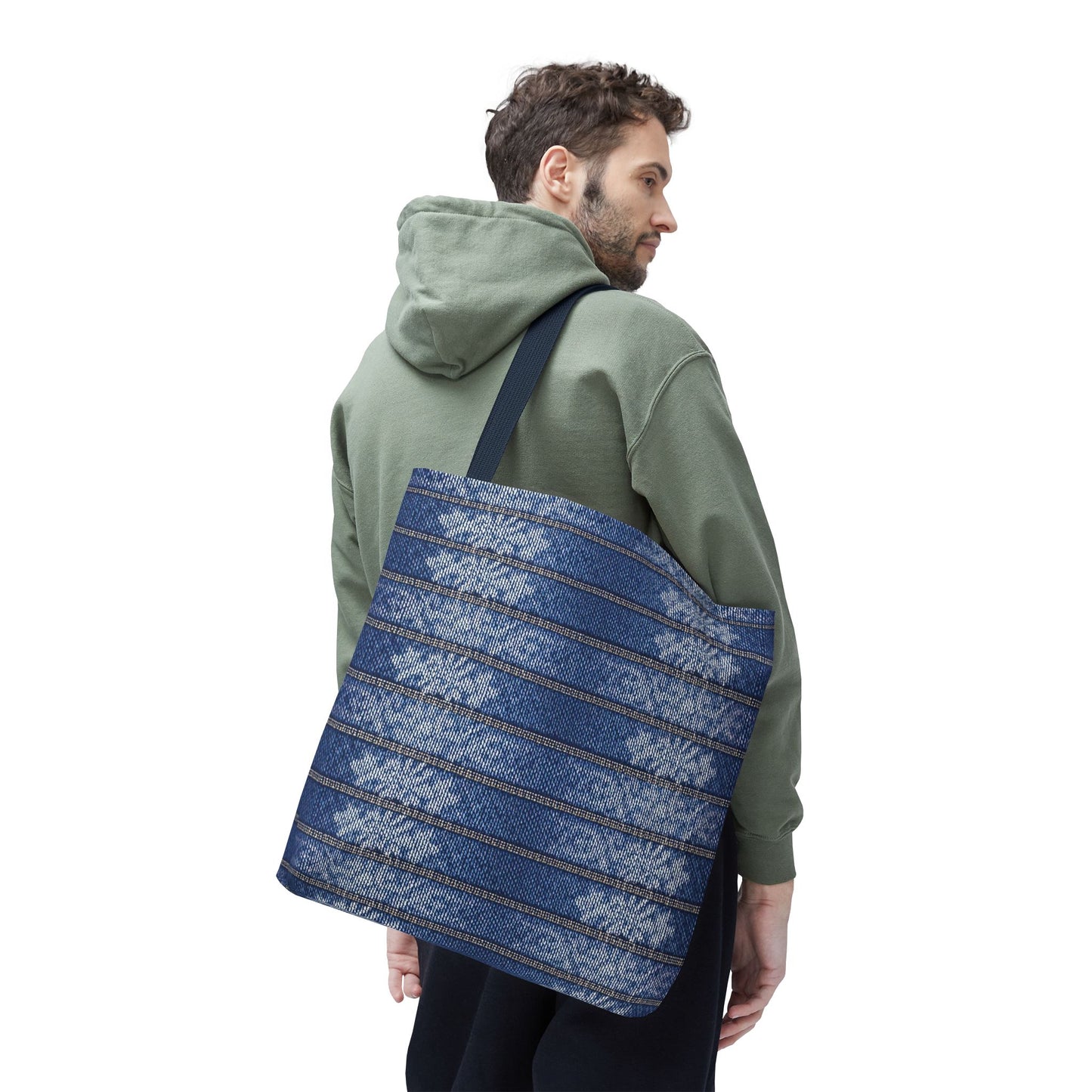 Denim Fabric Imitation Print Unisex Canvas Bag Poly Spun 3 Sizes Tote Bag 113