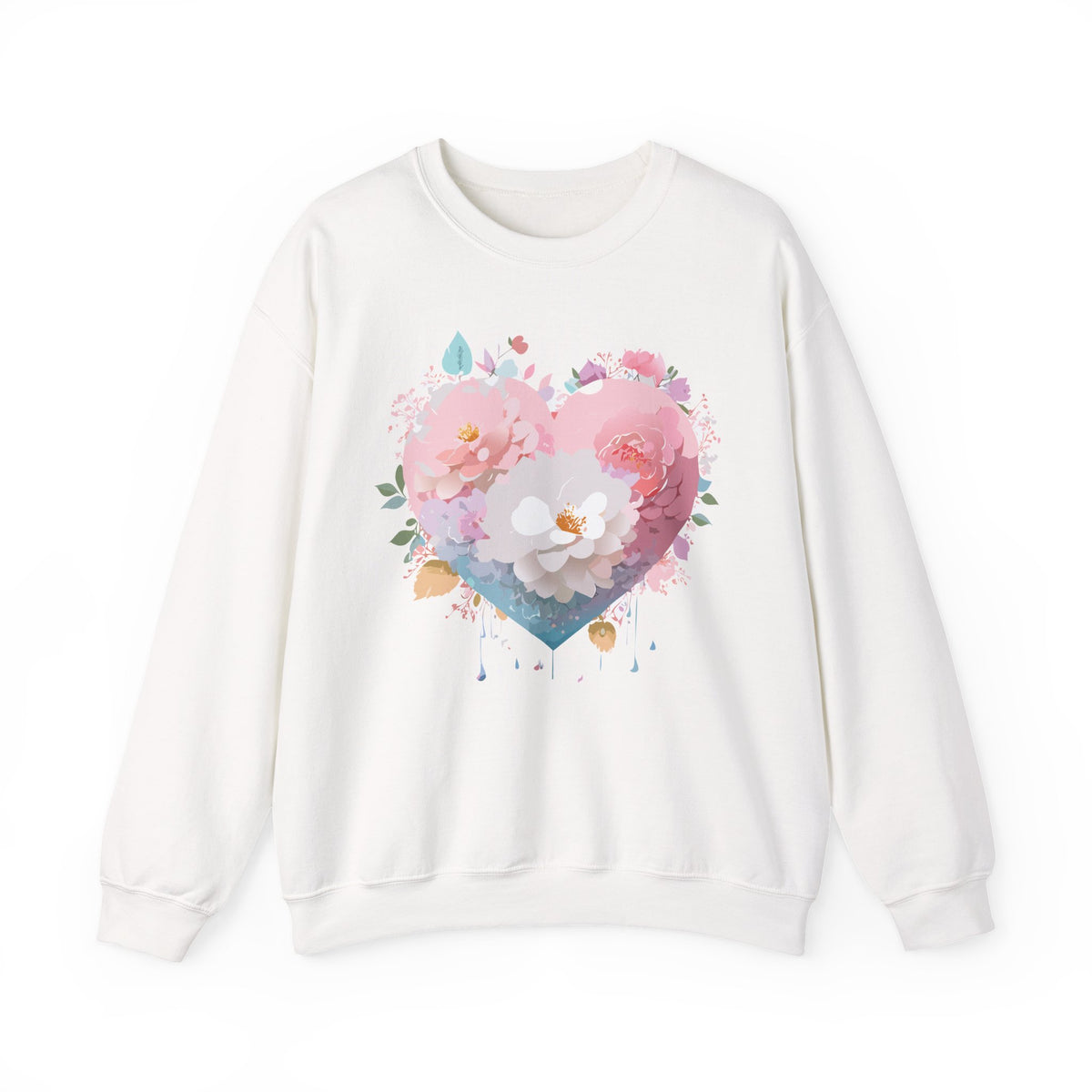 Floral Heart Love Graphic Valentine's Day Sweatshirt Unisex 50/50 Cotton-Poly Sweatshirt w21
