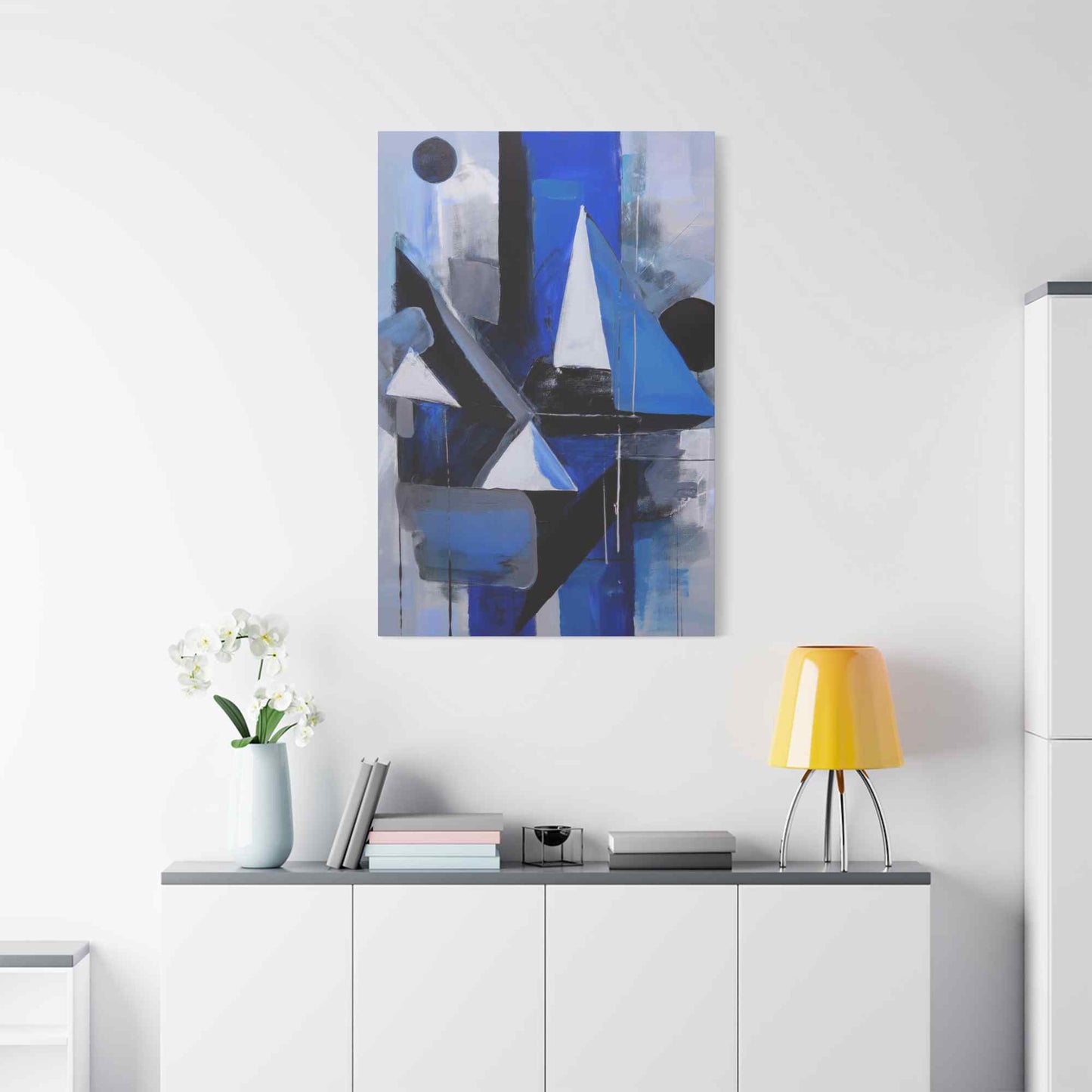 Blue Abstract Painting Print Canvas 20x24,20x30,24x30, 24x32,24x36,30x40, 32x48,36x48,40x60 Pine-Wood Inner Frame ABS-26