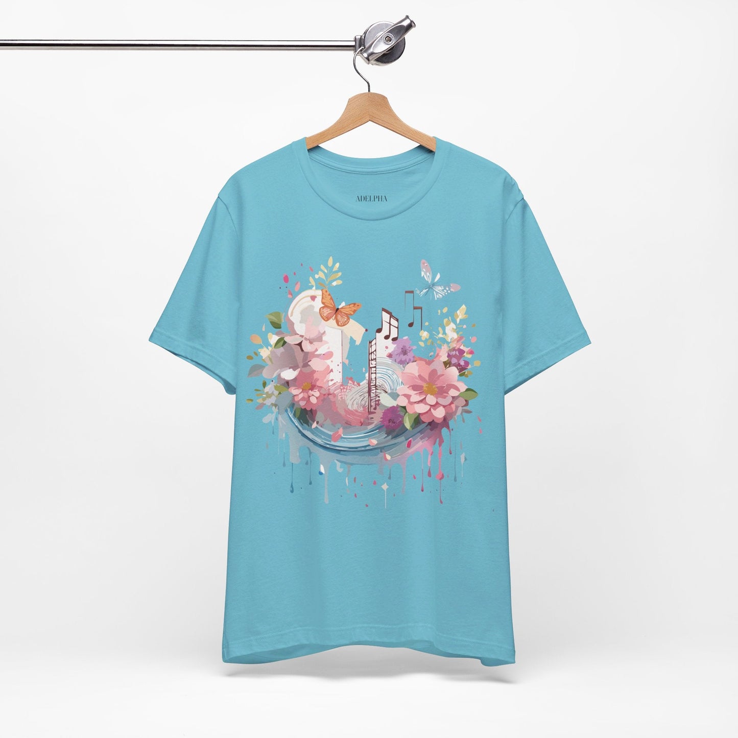 Music Graphic Unisex 100 Cotton Vintage Art with Musical Elements Tee 122