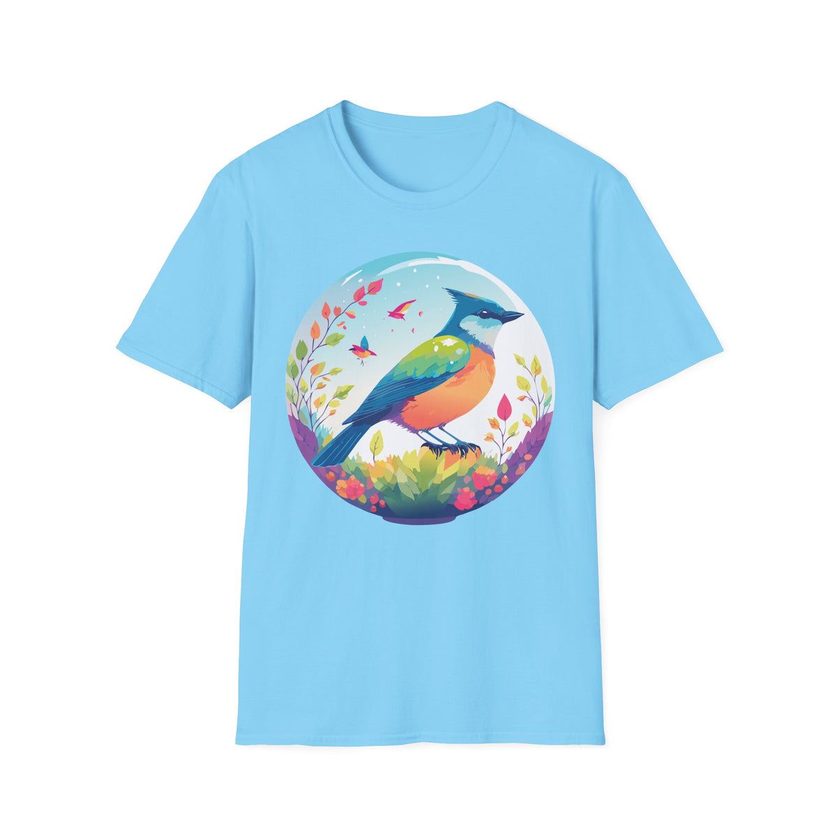 Colorful Songbird Illustration T-Shirt | Vibrant Bird Art Tee