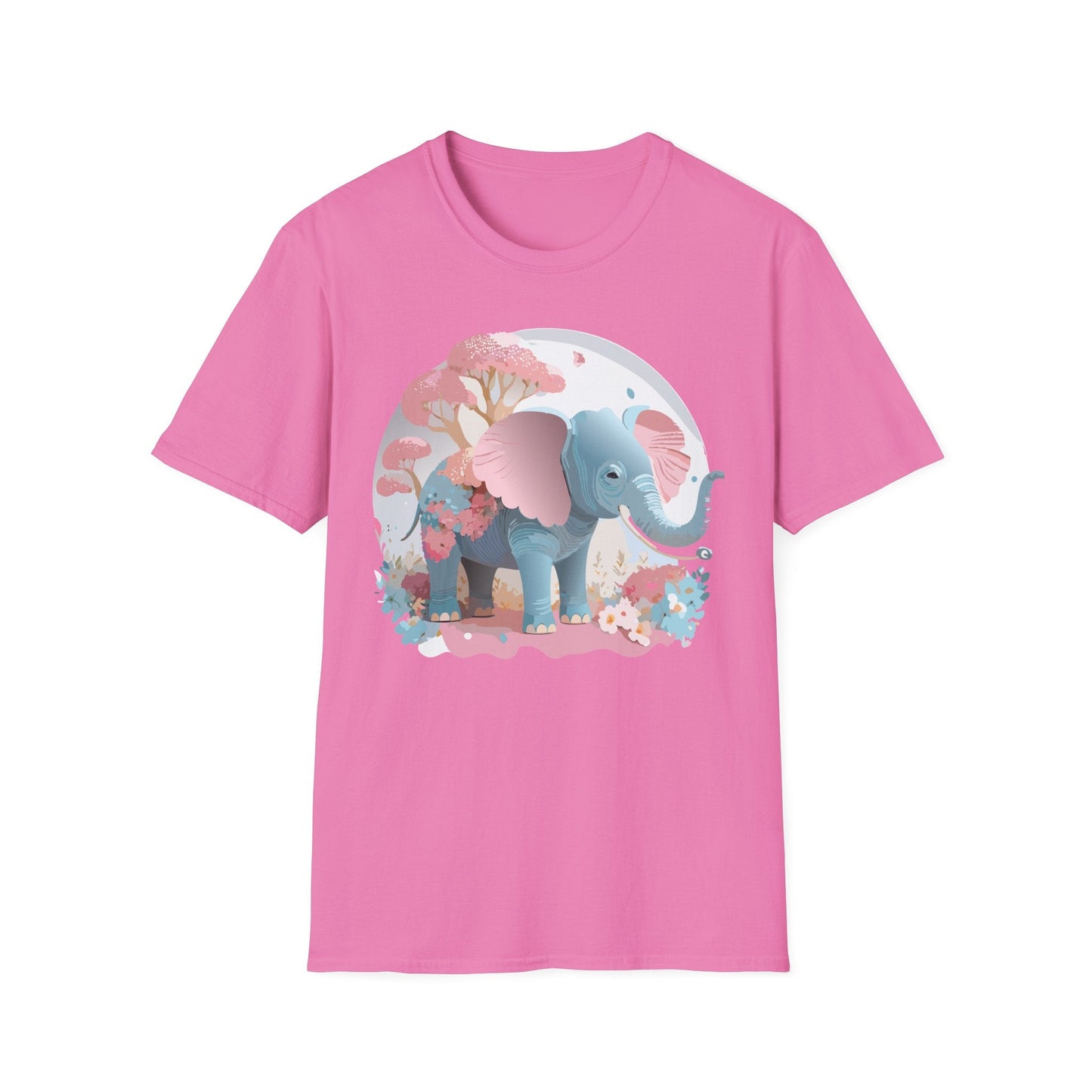 Unisex Elephant Graphic Tee Gildan Softstyle 64000 100 Percent Ring Spun Cotton Fabric