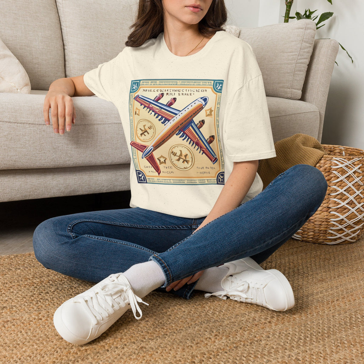 Aviator Vintage Plane T-Shirt — Retro Travel Aircraft Design Travel Post Graphic Design Unisex 100 Cotton Gildan T-Shirt