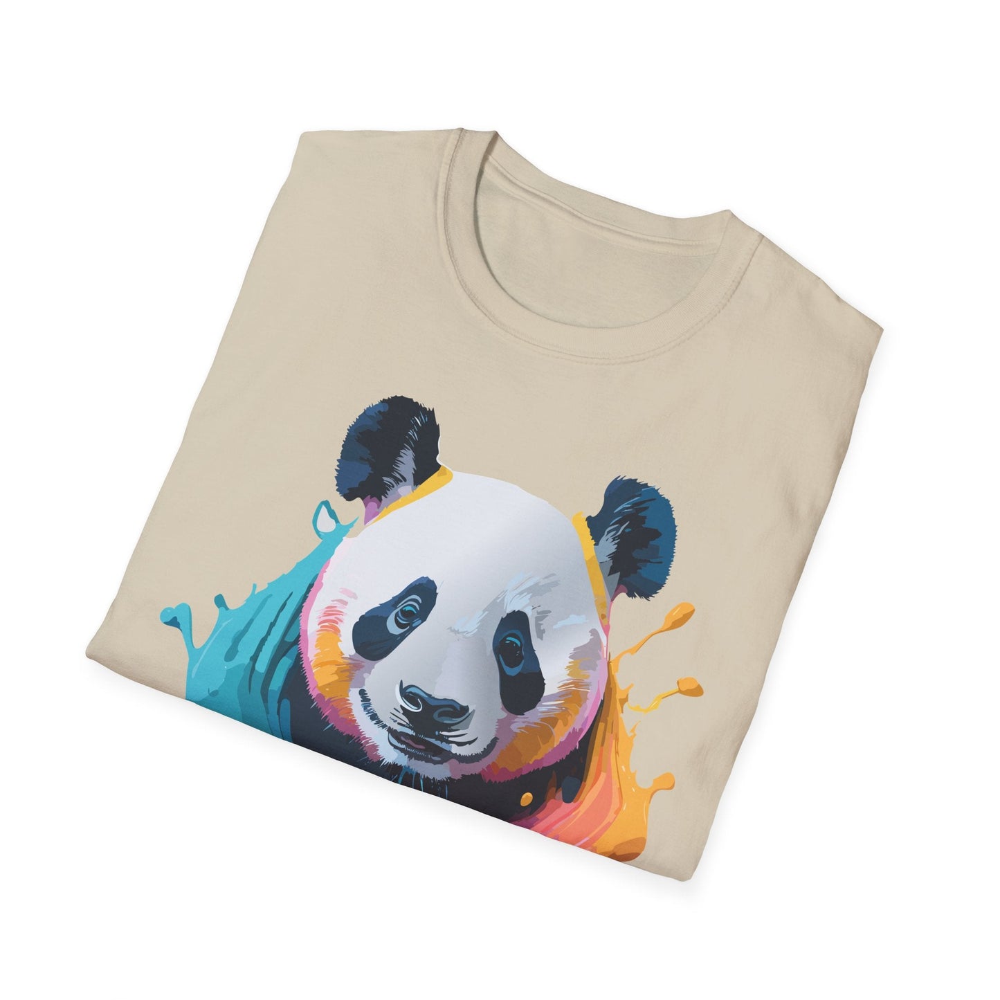 Unisex Panda Shirt T Shirt With Panda Animal Print Tee Softstyle Gildan 64000 100 Percent Ring Spun Cotton