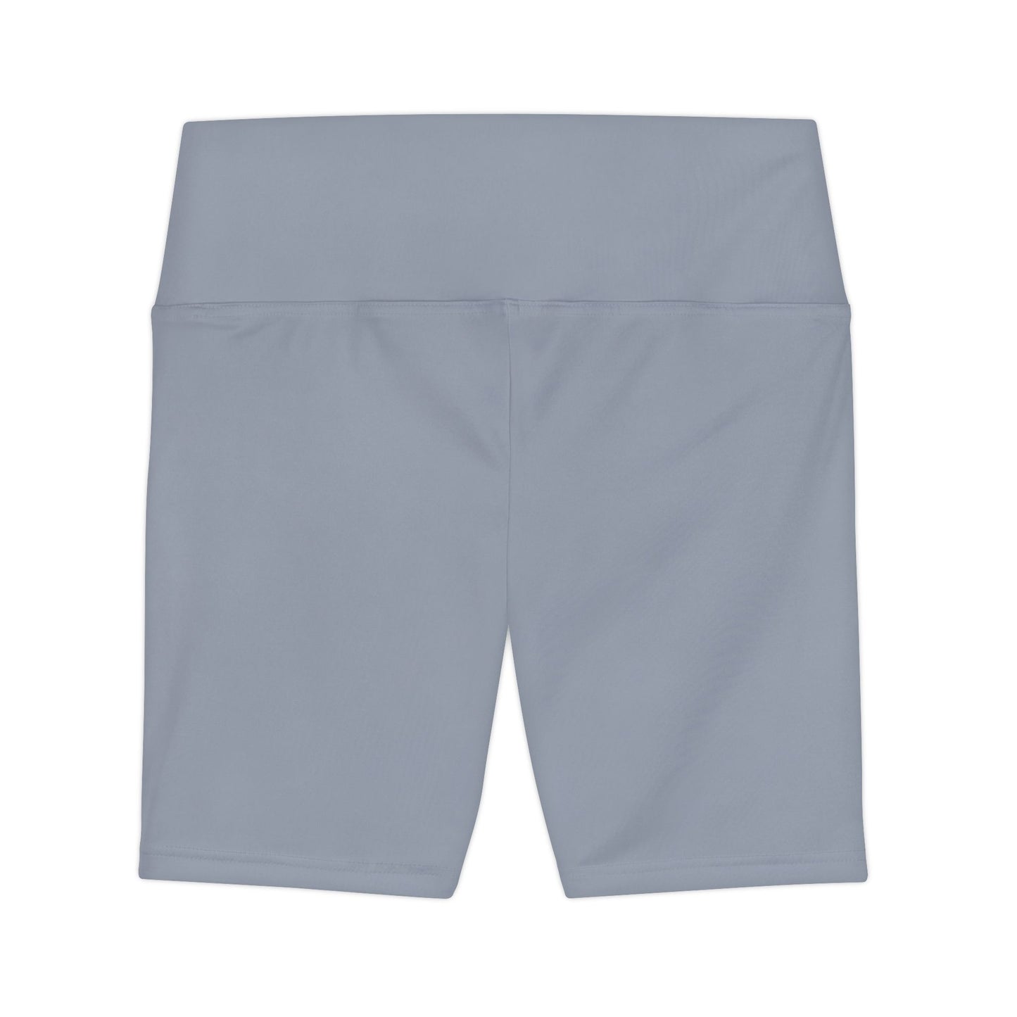 Foggy Blue Women's Workout Shorts — Solid High-Waist Biker Shorts for Exercise & Everyday Wear