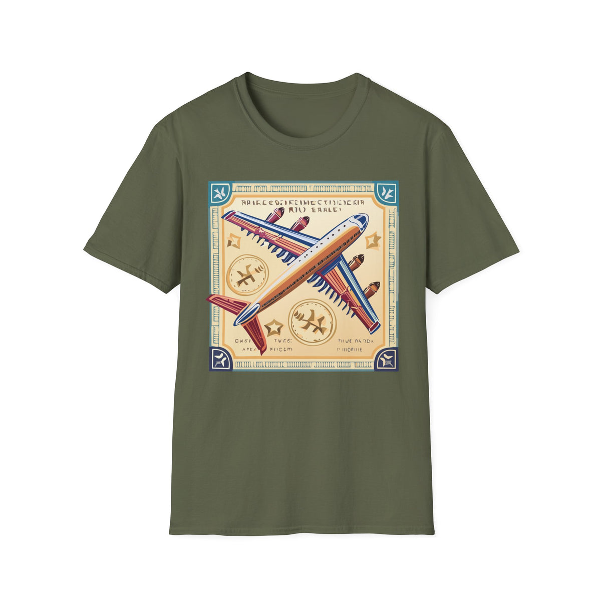 Aviator Vintage Plane T-Shirt — Retro Travel Aircraft Design Travel Post Graphic Design Unisex 100 Cotton Gildan T-Shirt